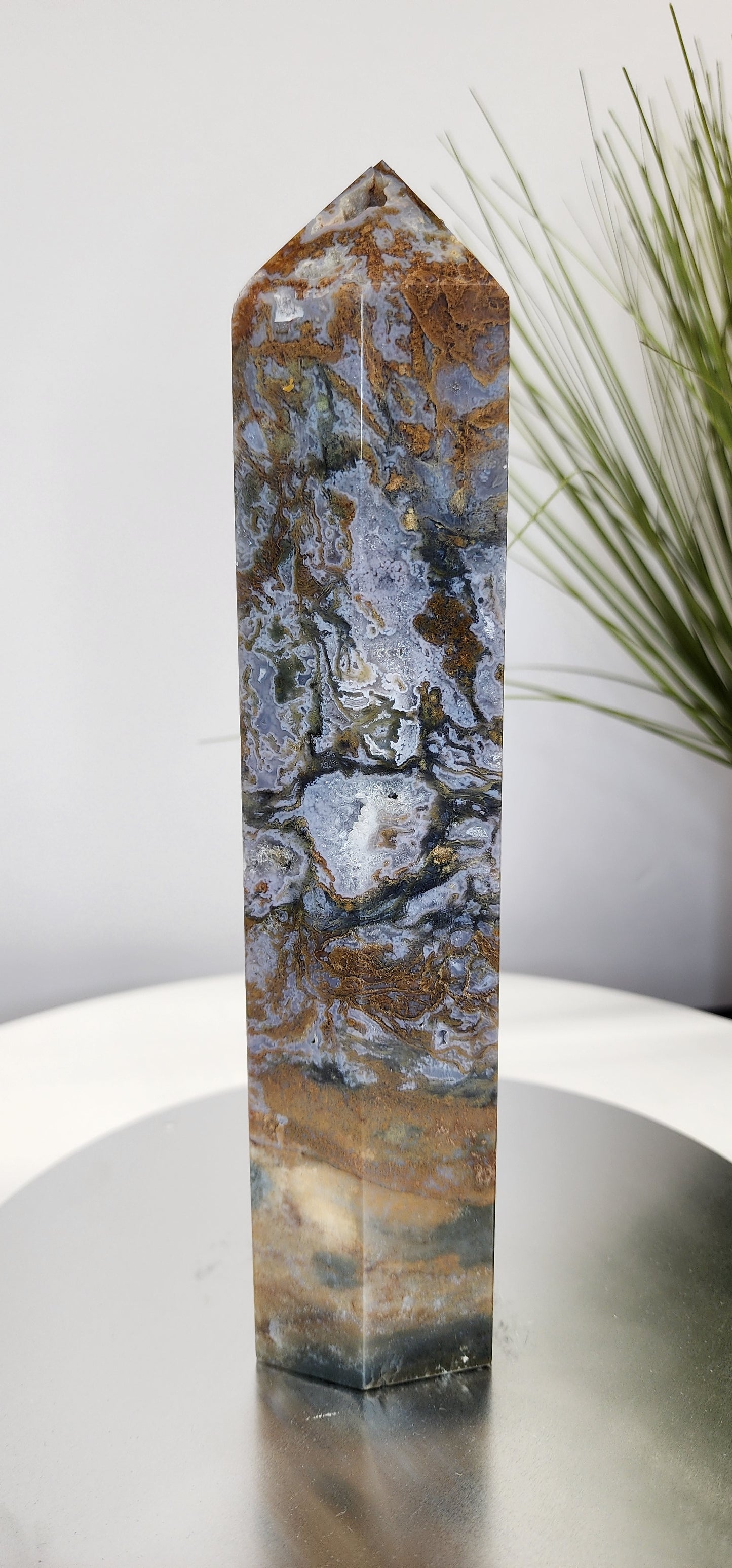 Large Moss Agate and Rhyolite Tower