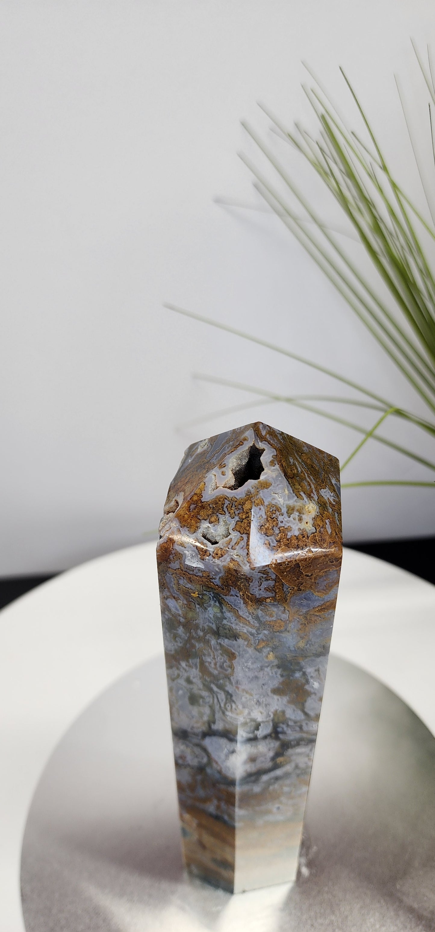 Large Moss Agate and Rhyolite Tower