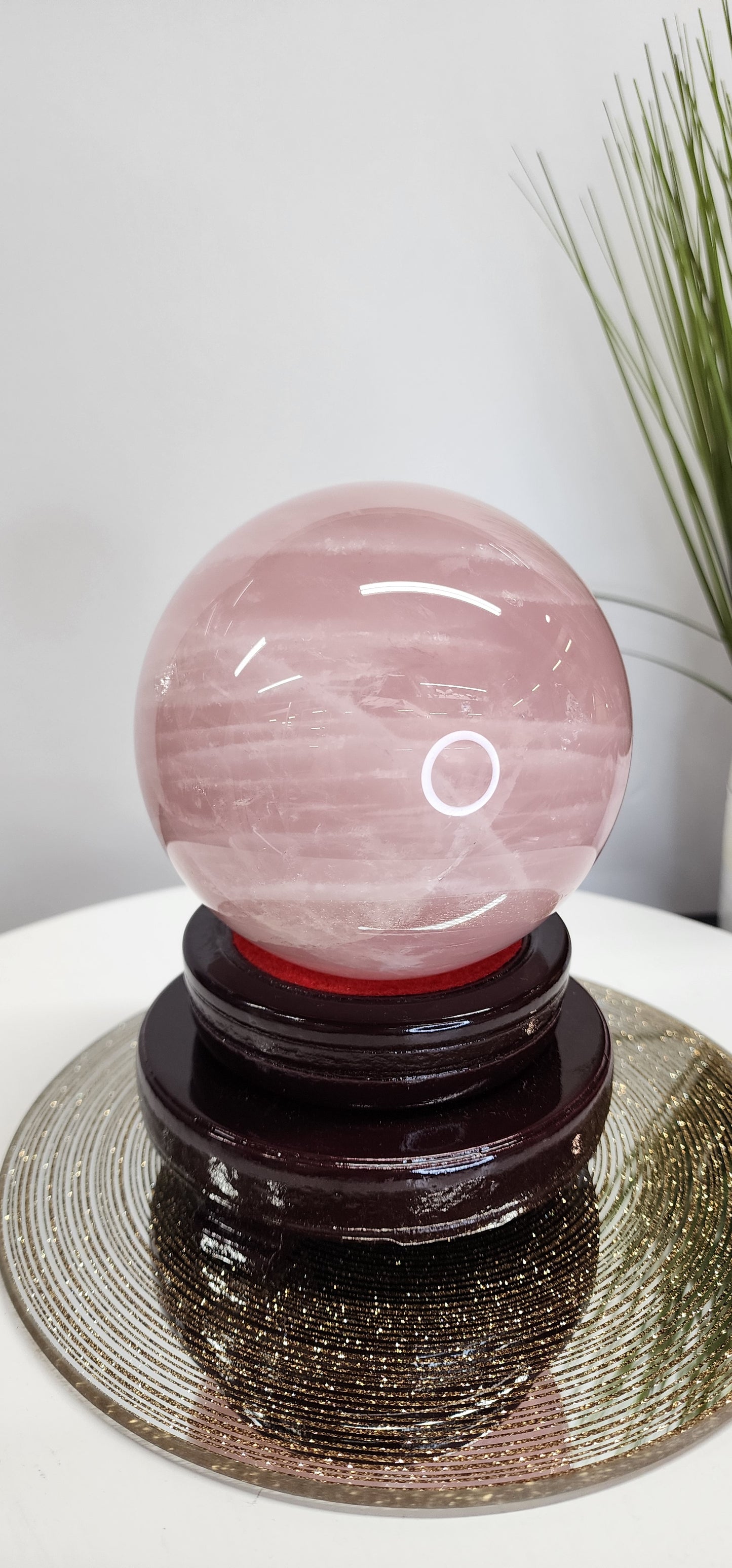 Large Star Flash Rose Quartz Sphere