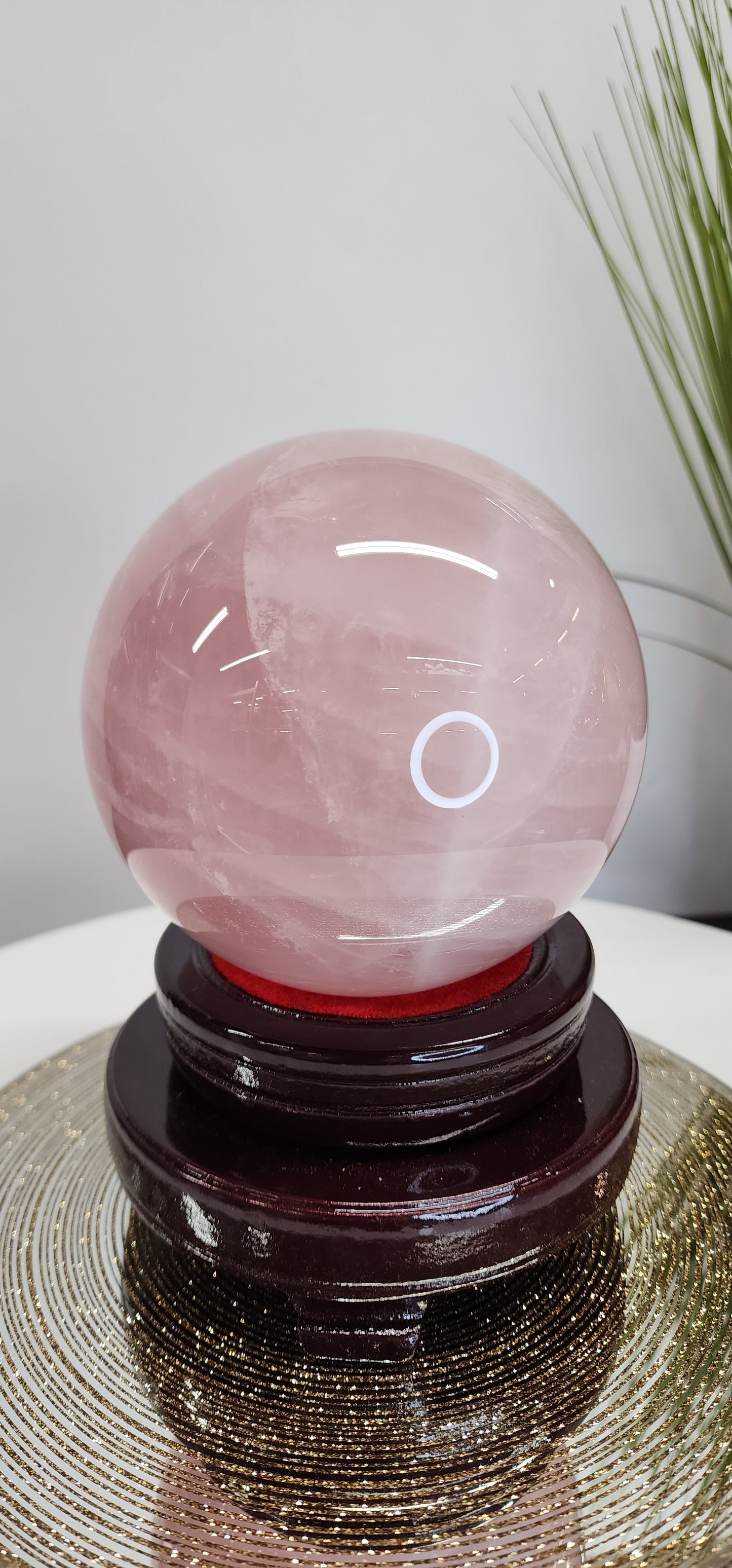 Large Star Flash Rose Quartz Sphere