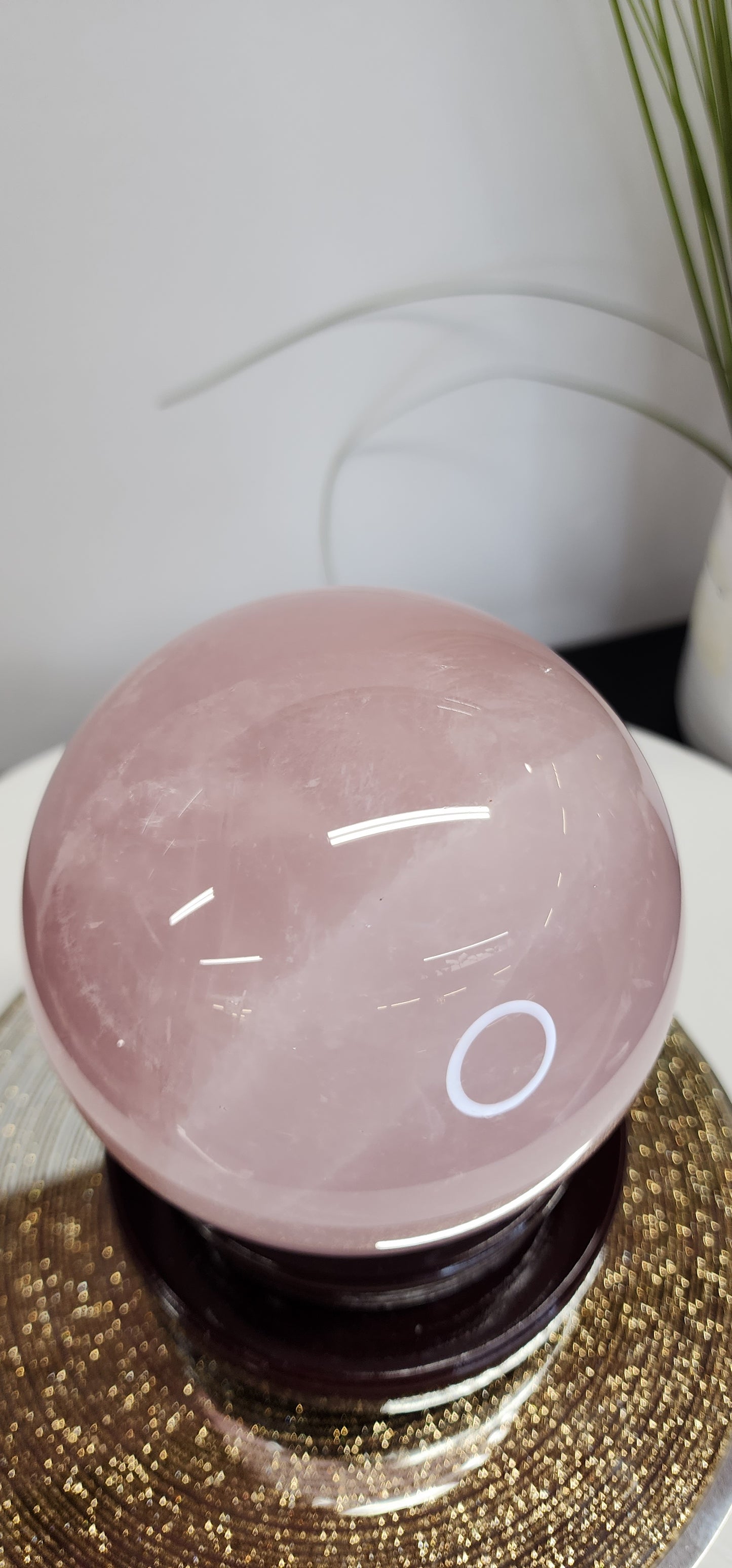 Large Star Flash Rose Quartz Sphere