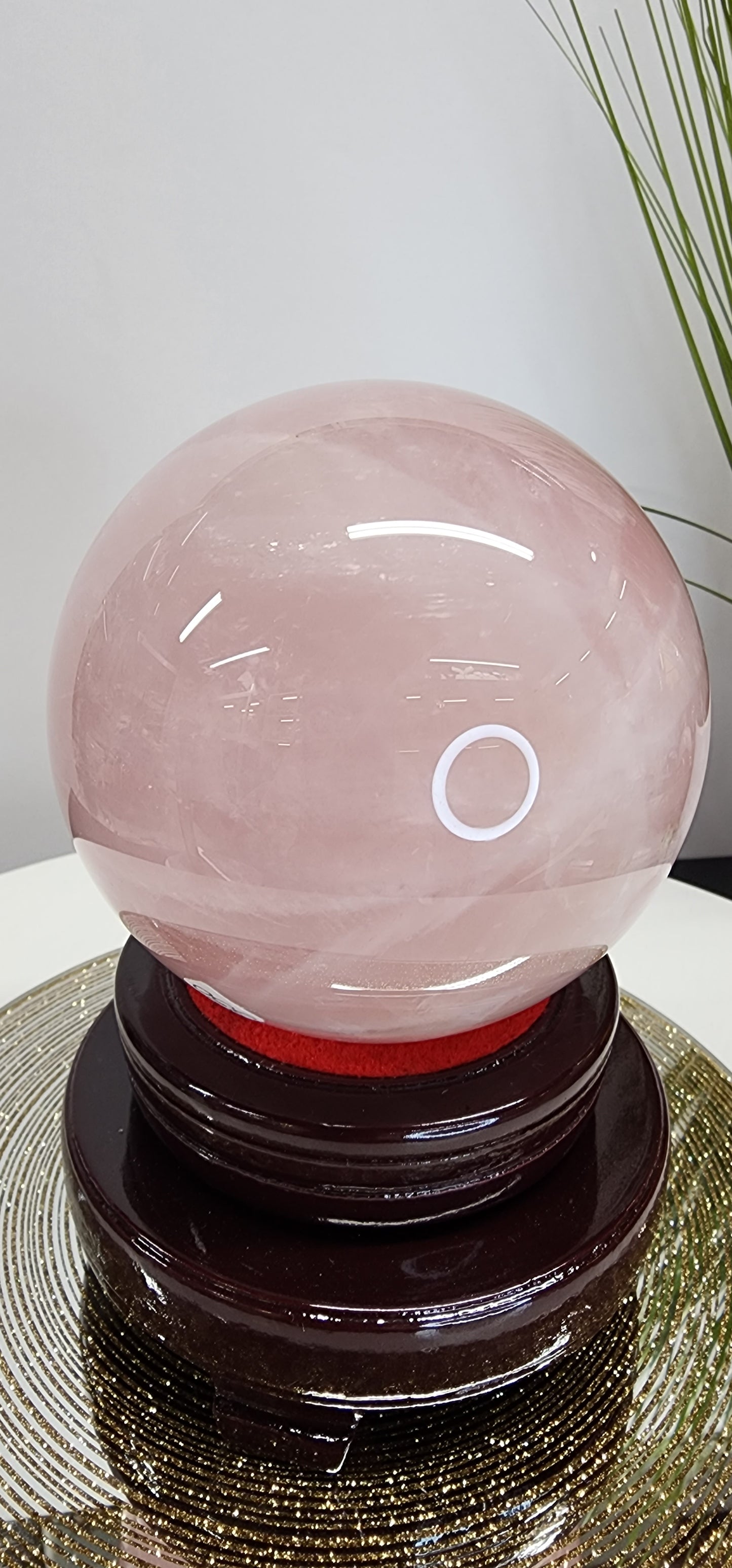Large Star Flash Rose Quartz Sphere