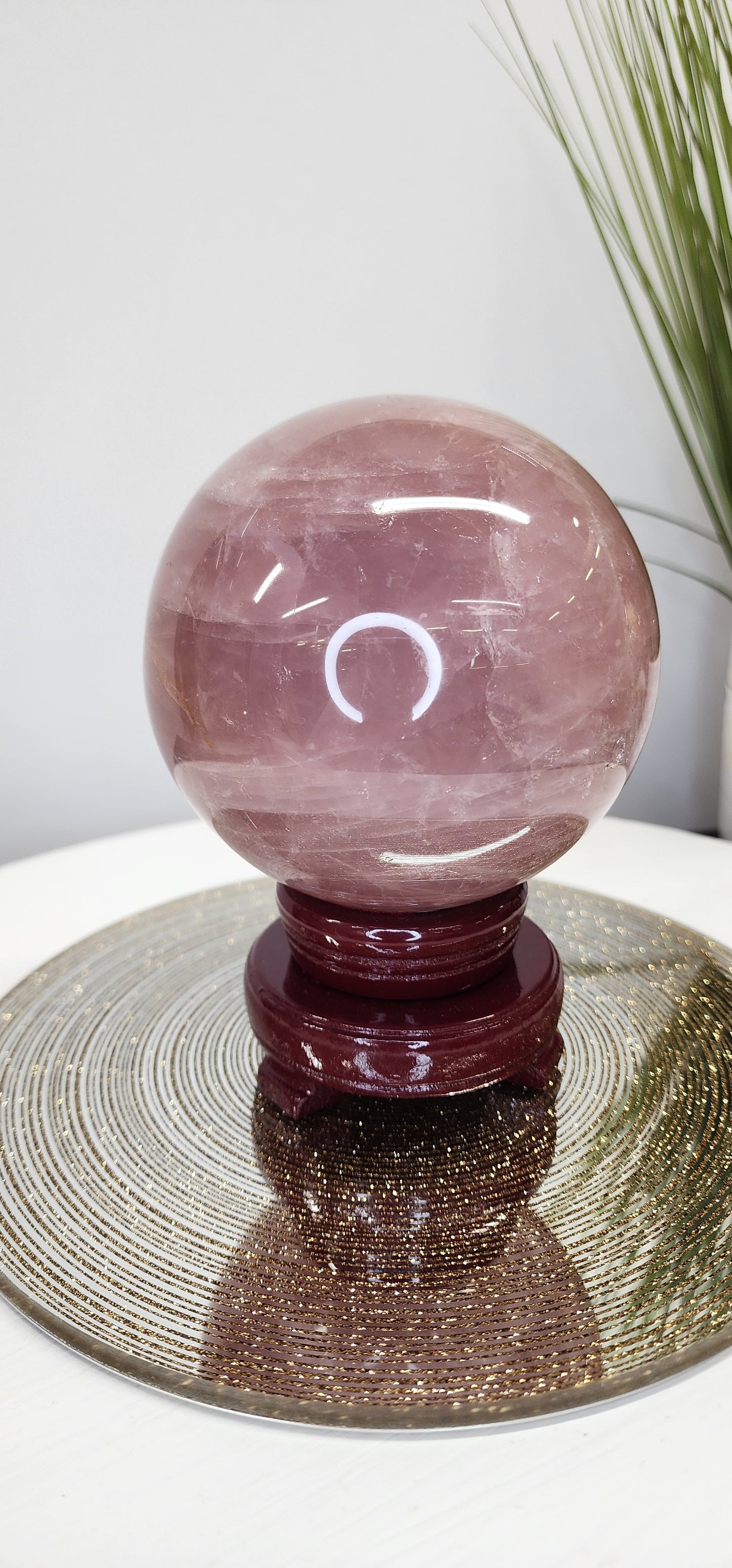 Large Star Flash Rose Quartz Sphere