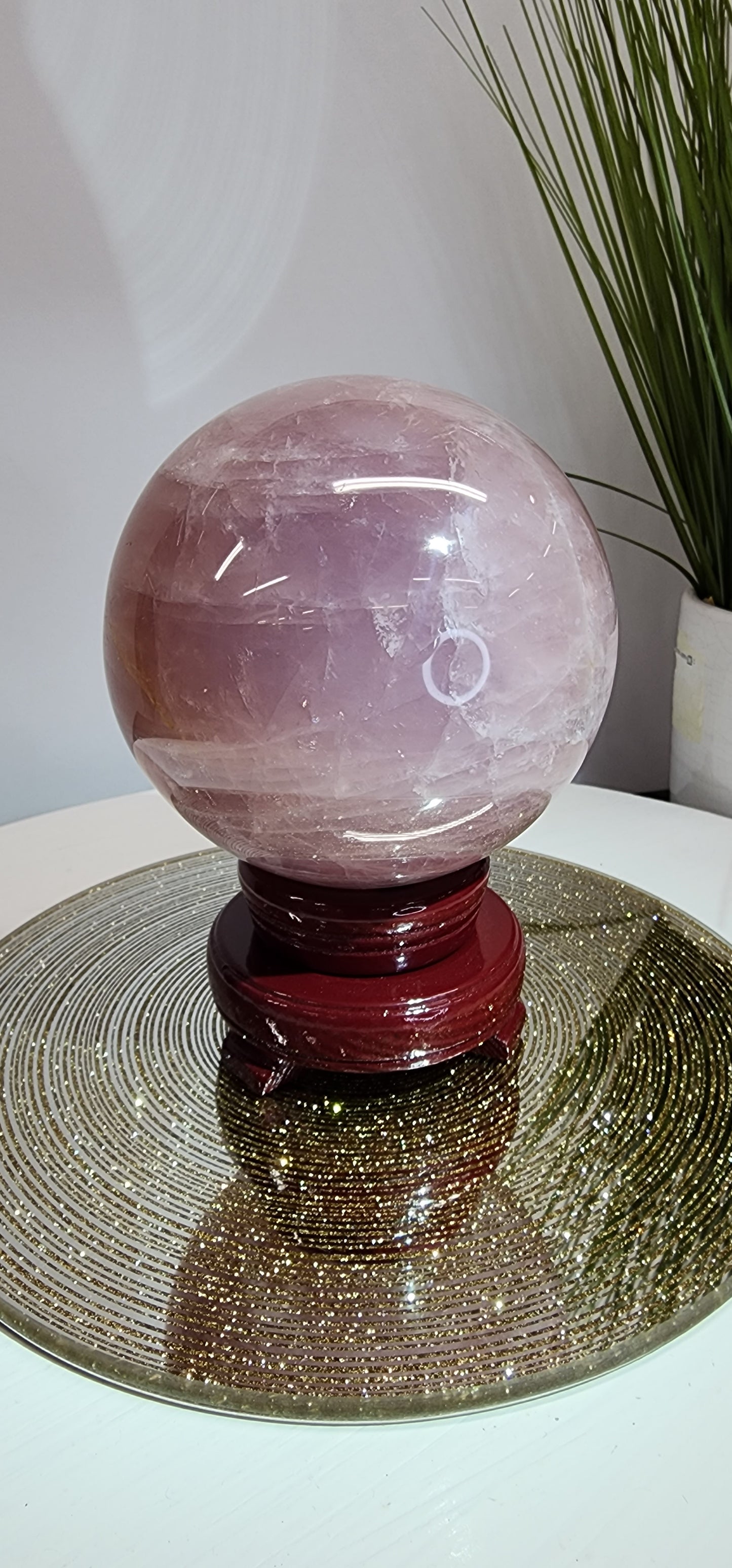 Large Star Flash Rose Quartz Sphere