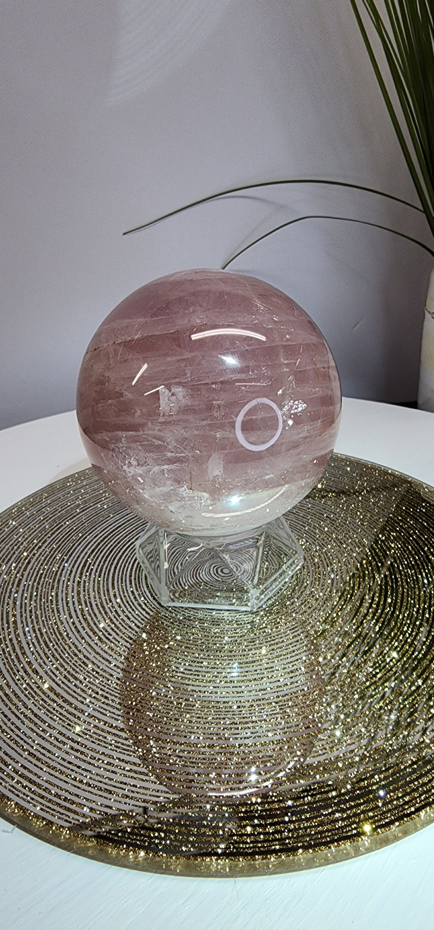 Large Star Flash Rose Quartz Sphere