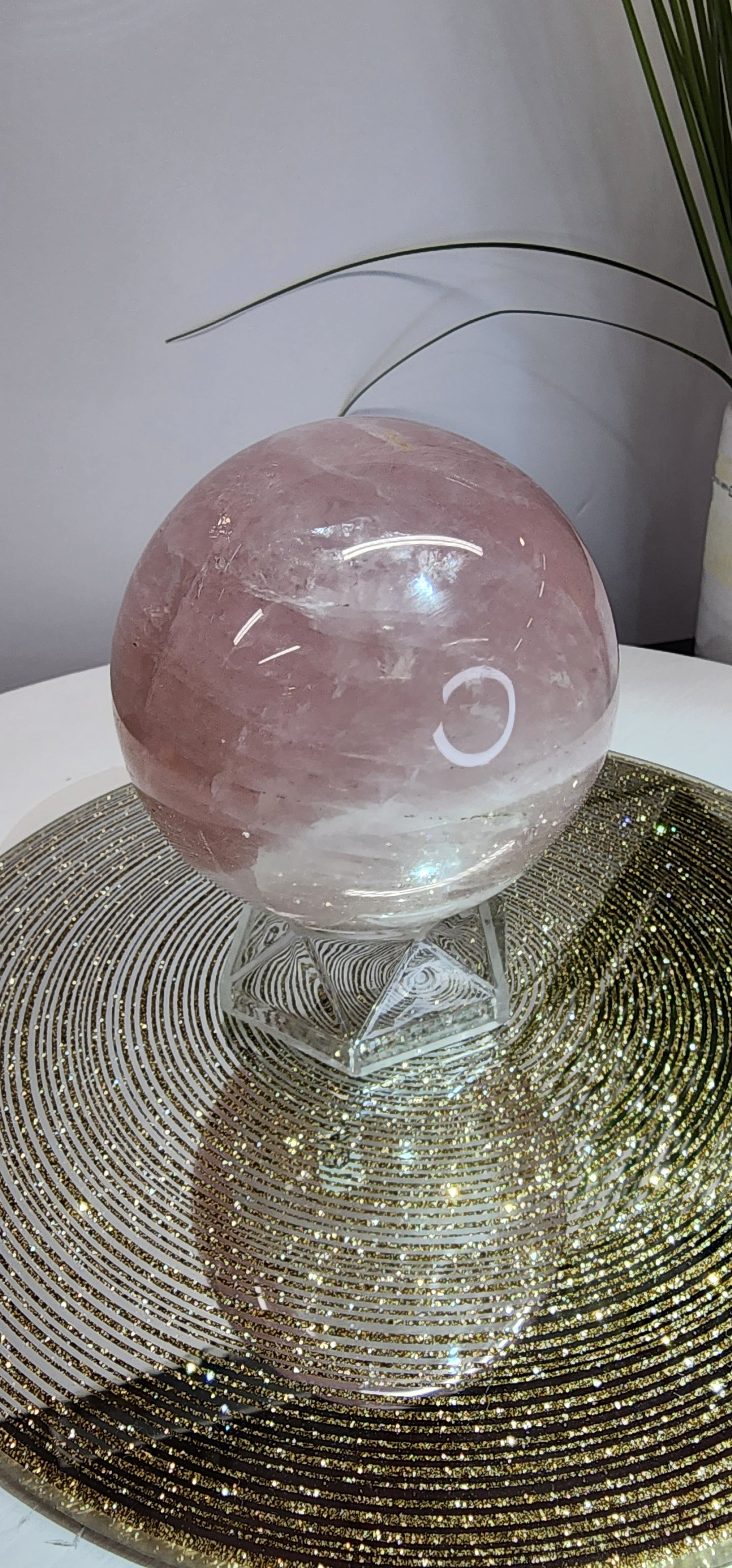 Large Star Flash Rose Quartz Sphere