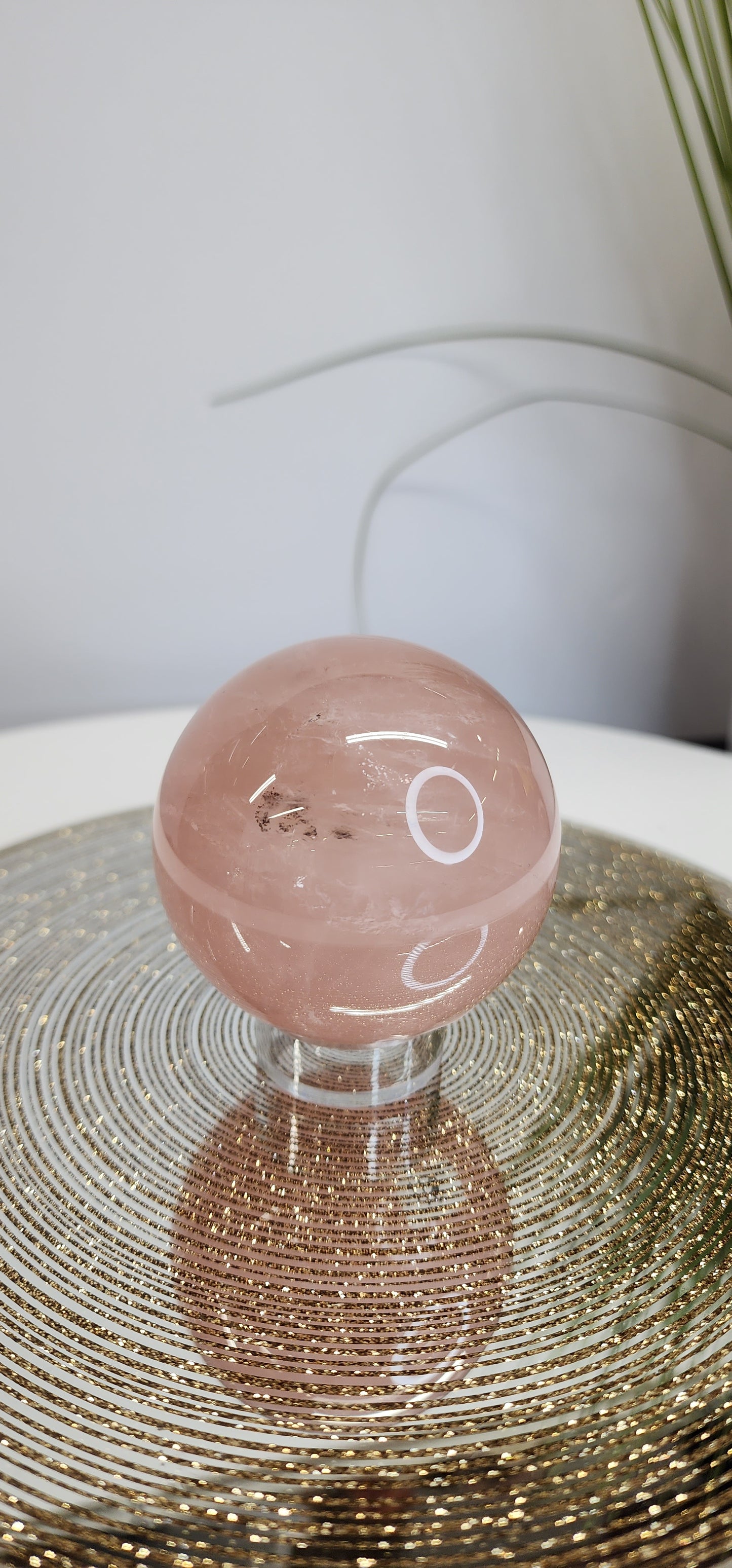 Rose Quartz Sphere with Dendrite
