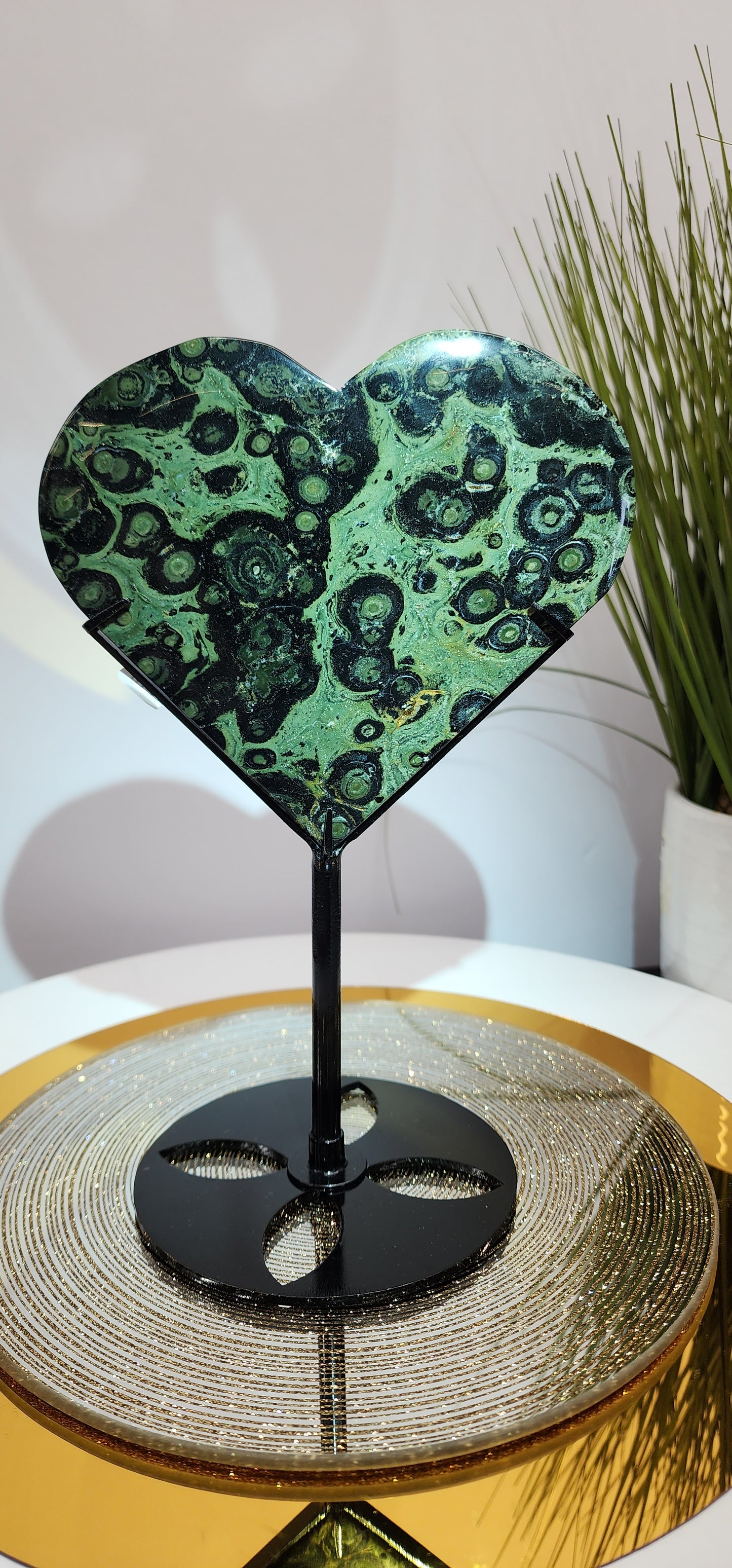 Large Kambaba Heart with Stand