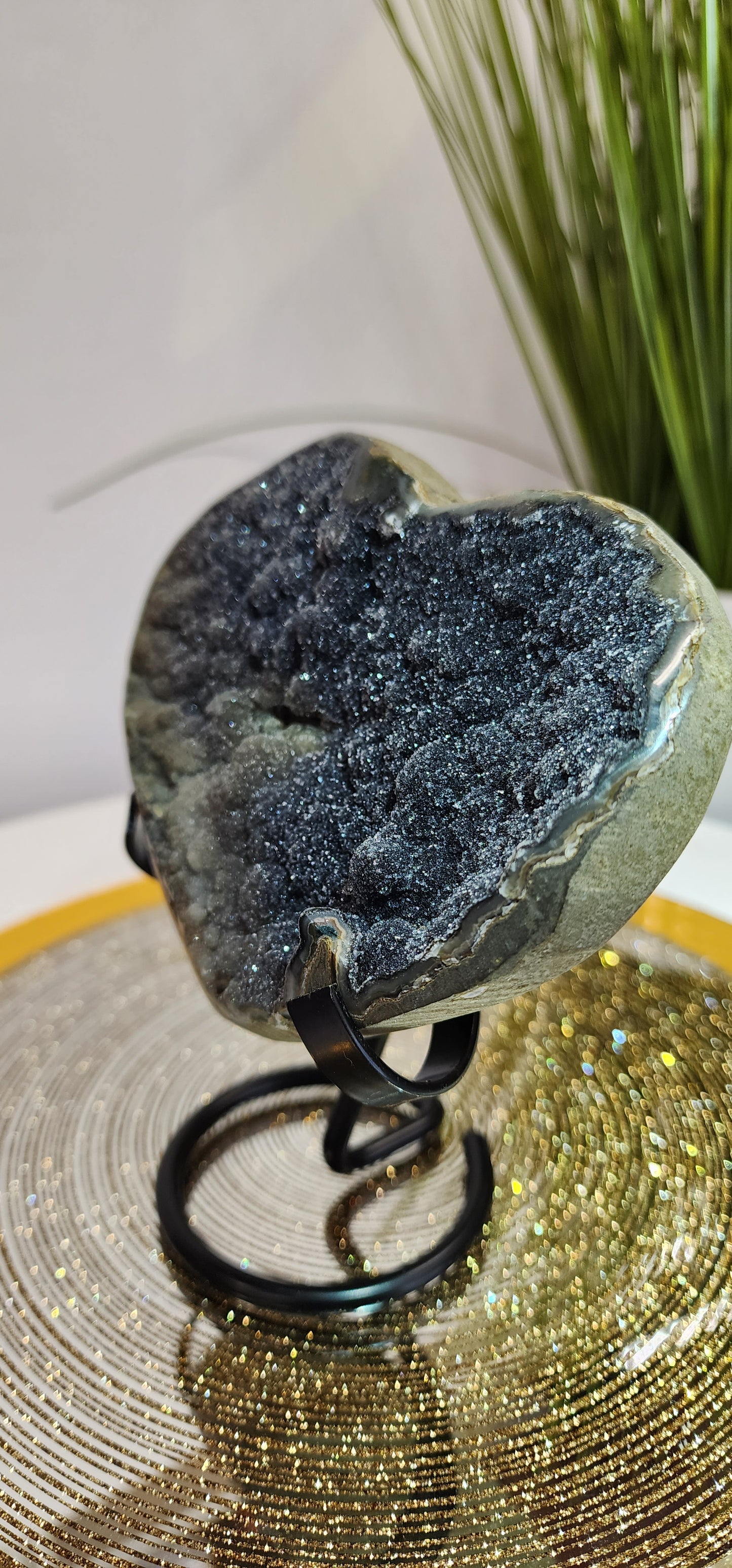 Druzy Black Amethyst Heart
