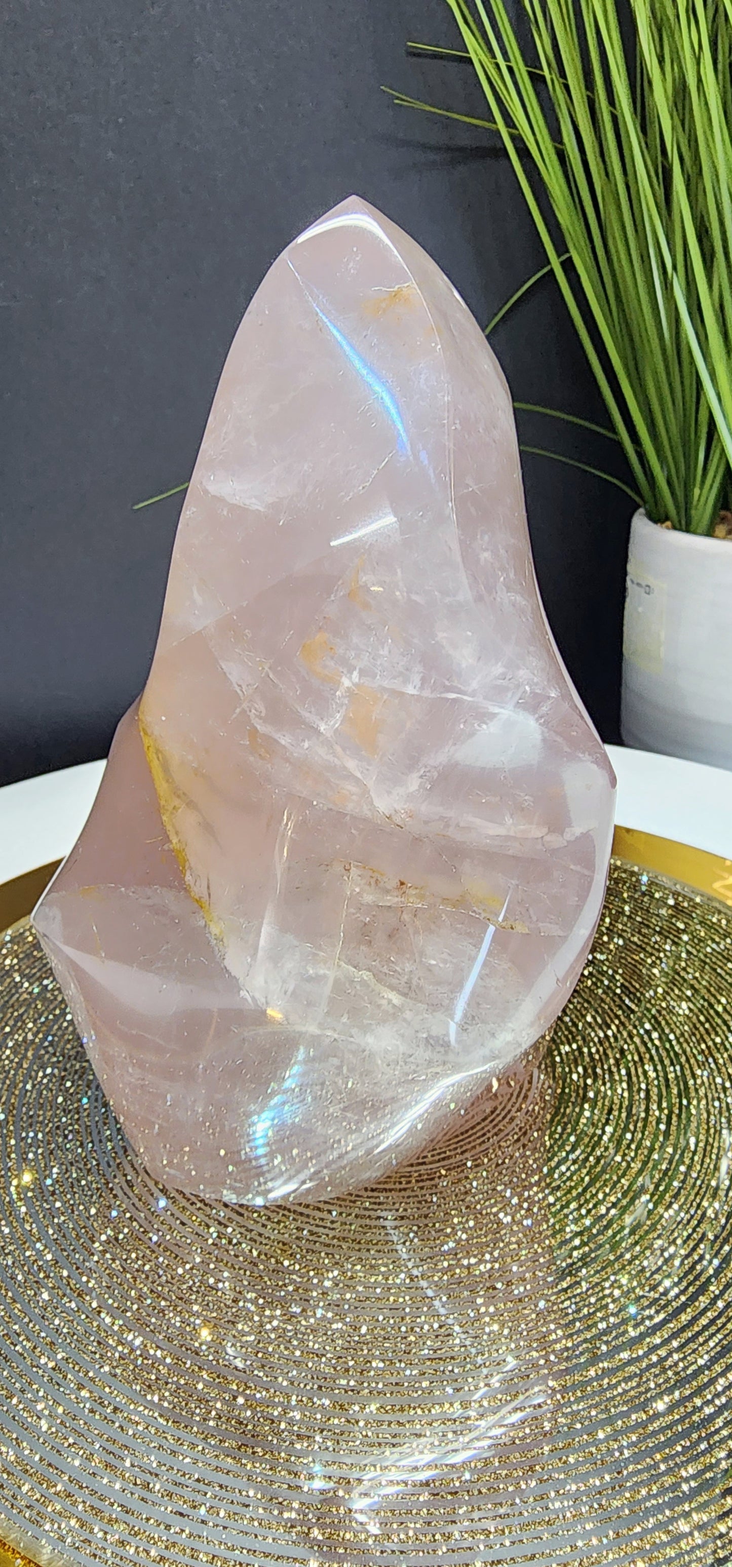 Large Rose Quartz Flame w/Free Shipping