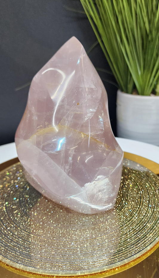Large Rose Quartz Flame w/Free Shipping