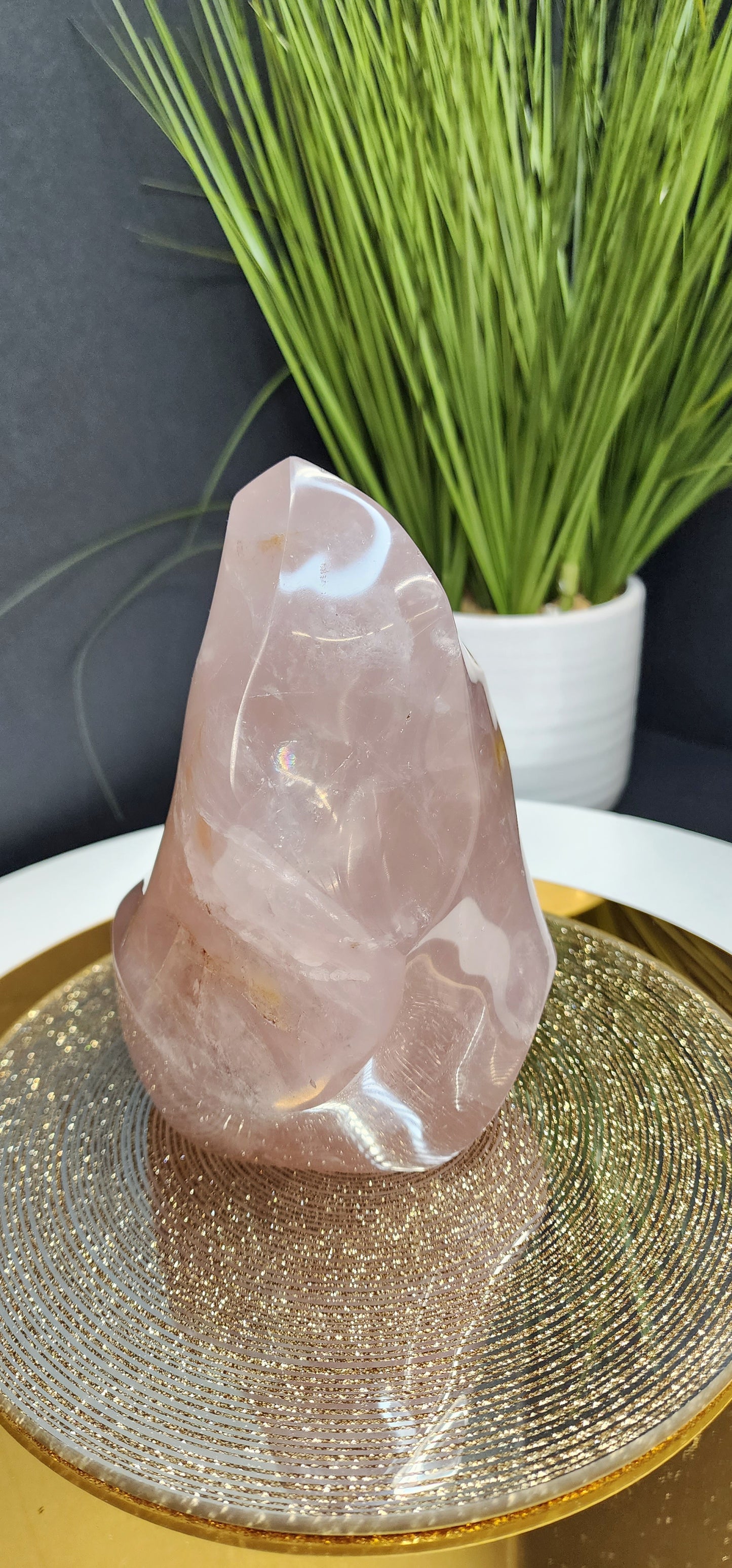 Large Rose Quartz Flame w/Free Shipping