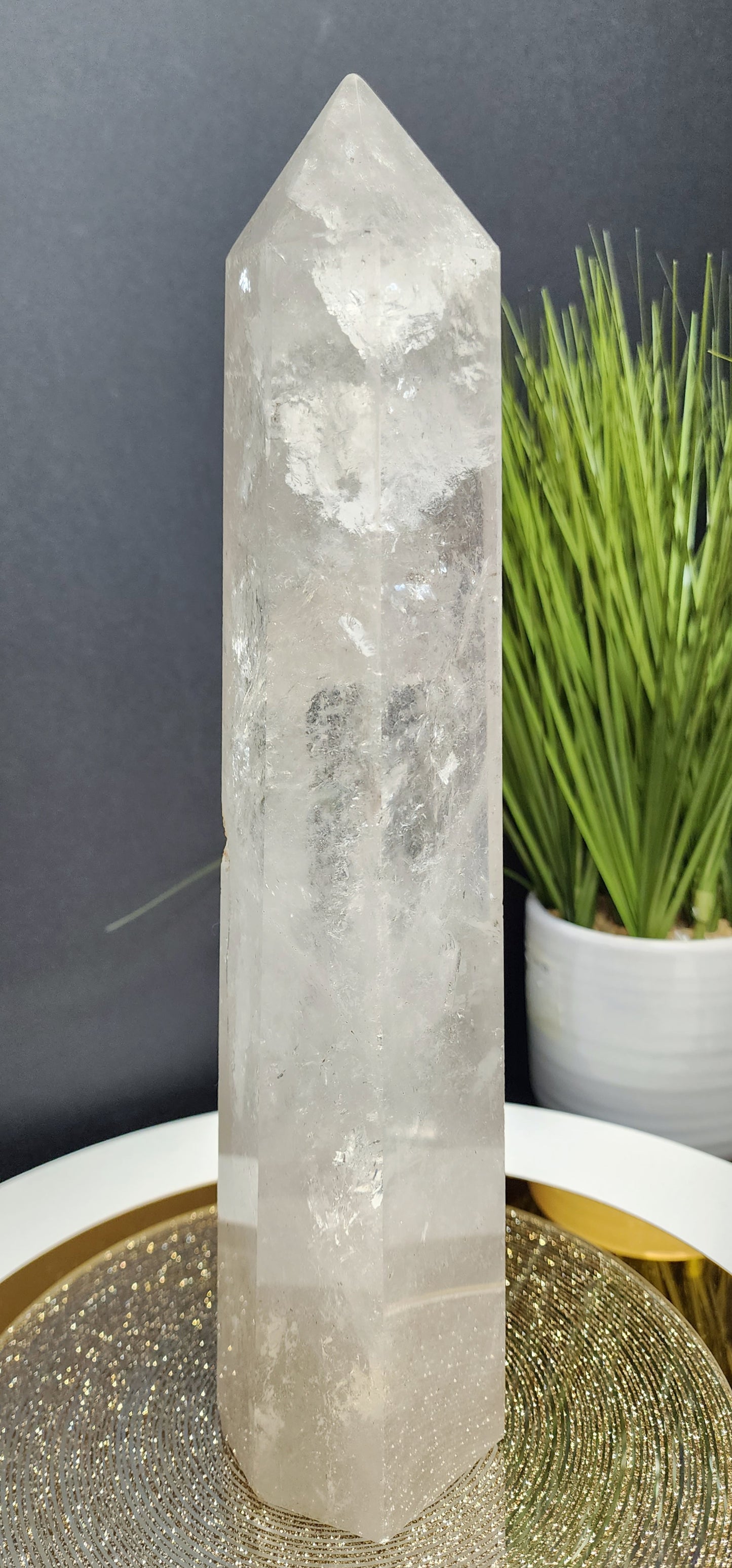 Tall Clear Quartz Tower 12 inches w/Free Shipping *Price Reduced*