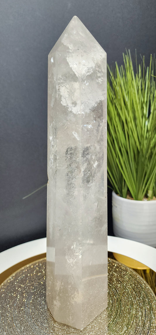 Tall Clear Quartz Tower 12 inches w/Free Shipping *Price Reduced*