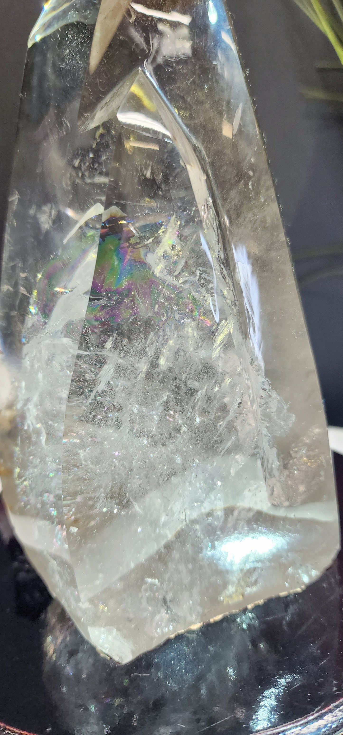 Large Double Point Smoky on Custom wood base w/Free Shipping