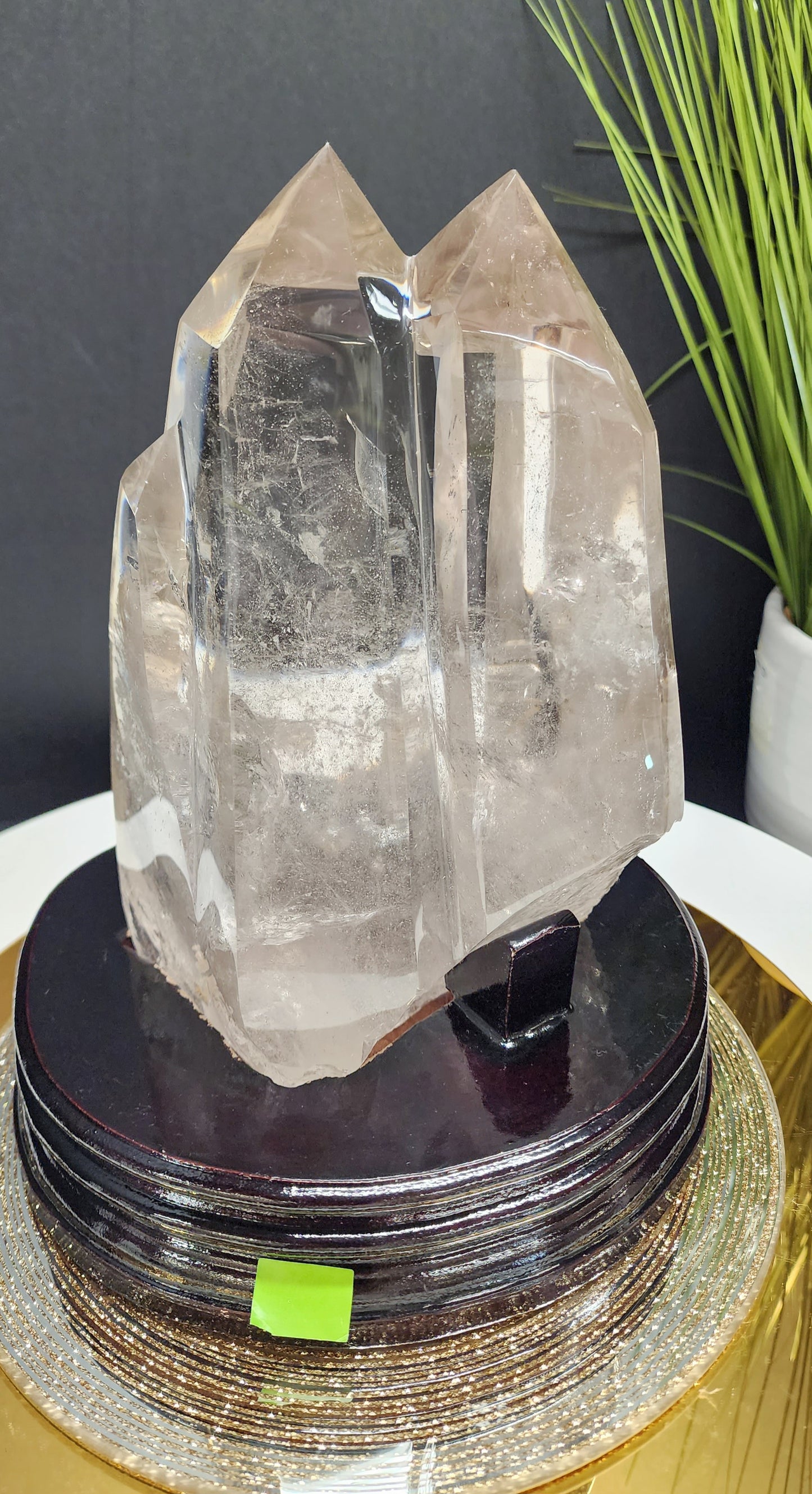 Large Double Point Smoky on Custom wood base w/Free Shipping