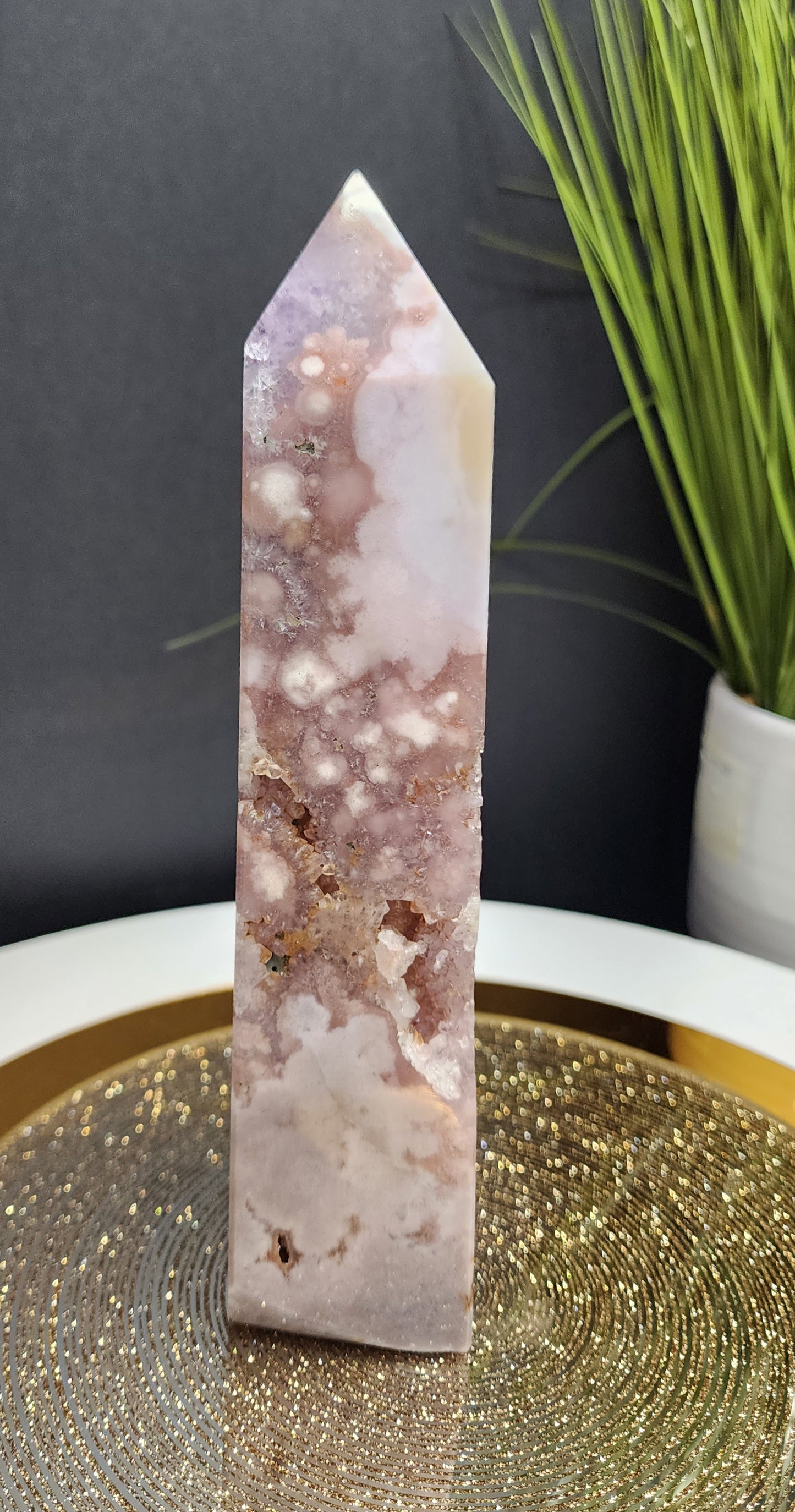 Druzy Pink Amethyst/Flower Agate Tower W/Free Shipping!