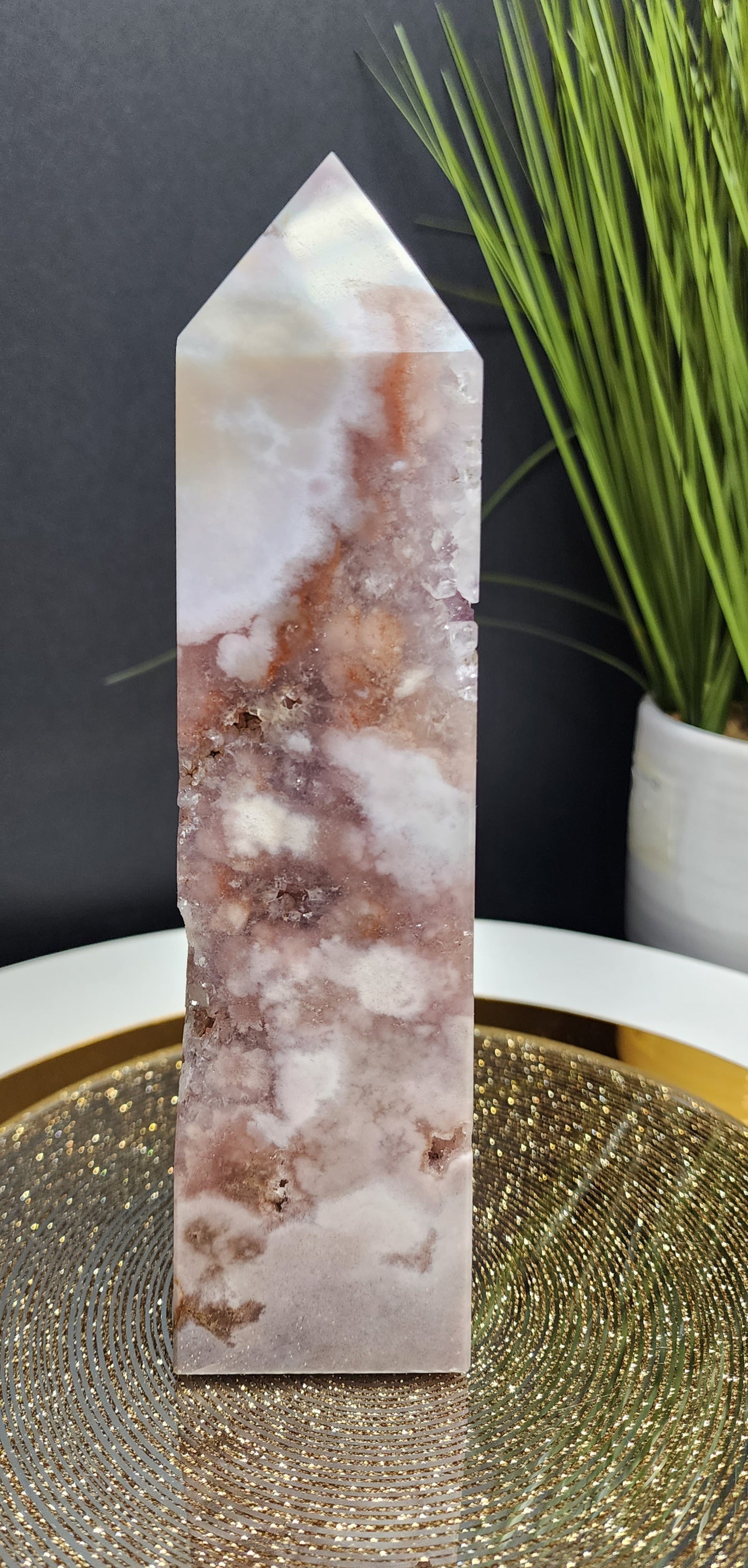 Druzy Pink Amethyst/Flower Agate Tower W/Free Shipping!
