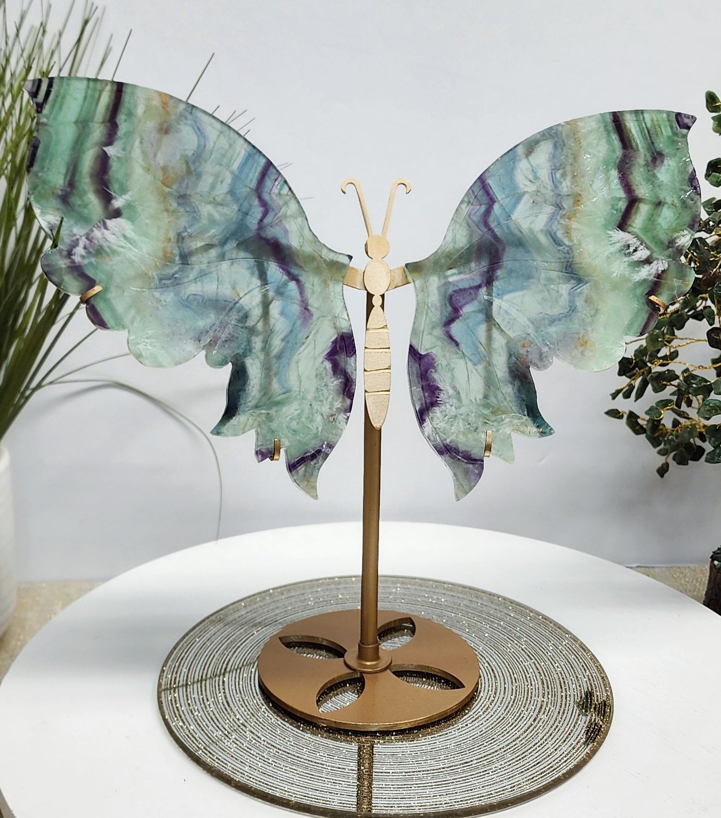 Large Feather Fluorite Butterfly Wings