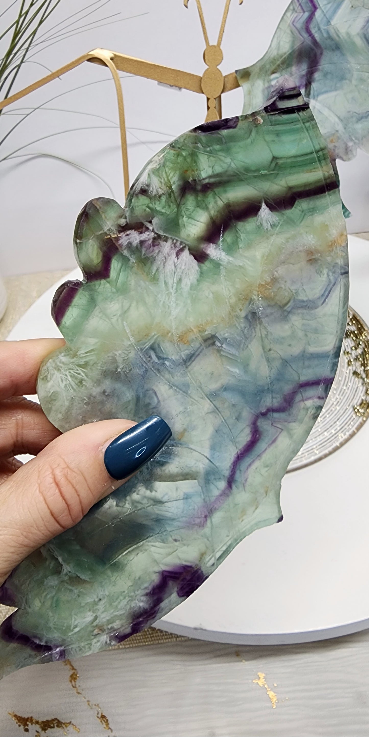 Large Feather Fluorite Butterfly Wings