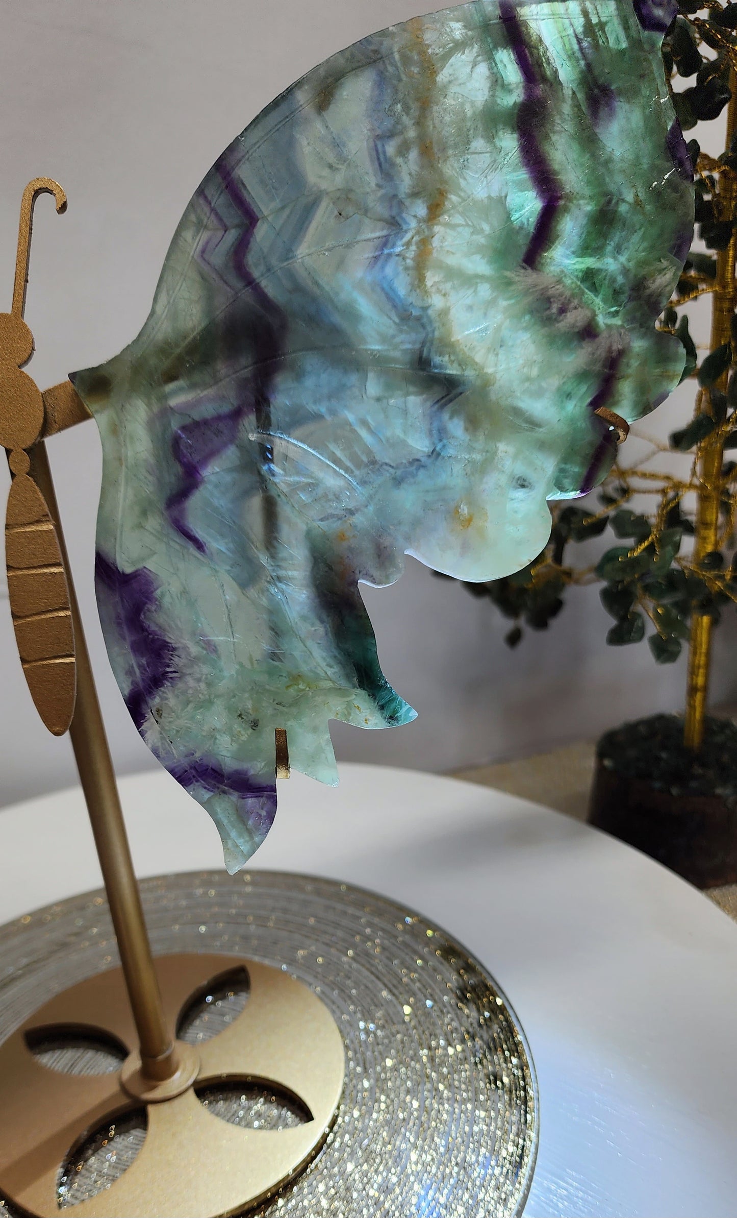 Large Feather Fluorite Butterfly Wings