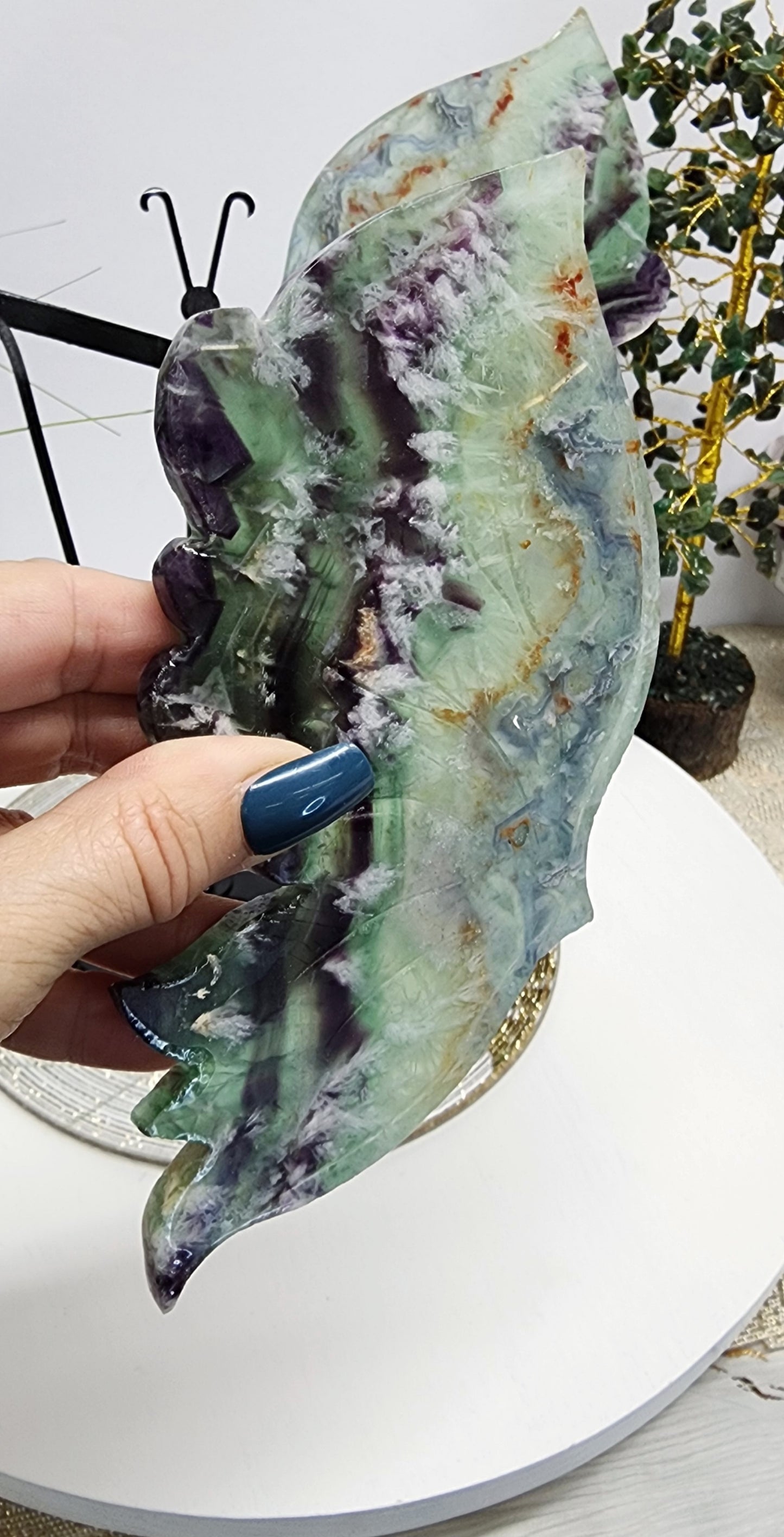 Lrg Feather Fluorite Butterfly Wings
