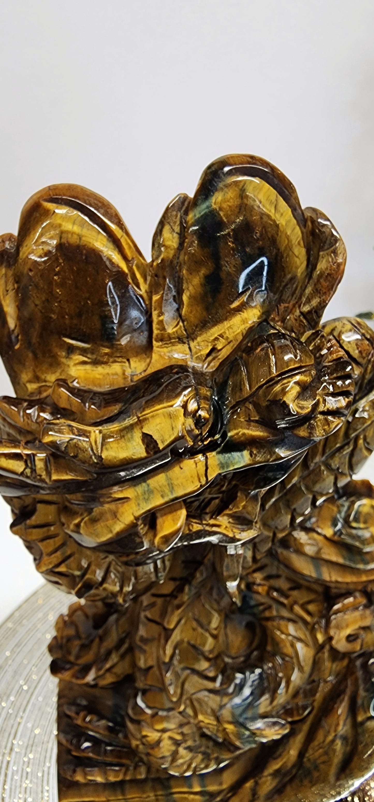 Large Tiger's Eye Dragon Carving