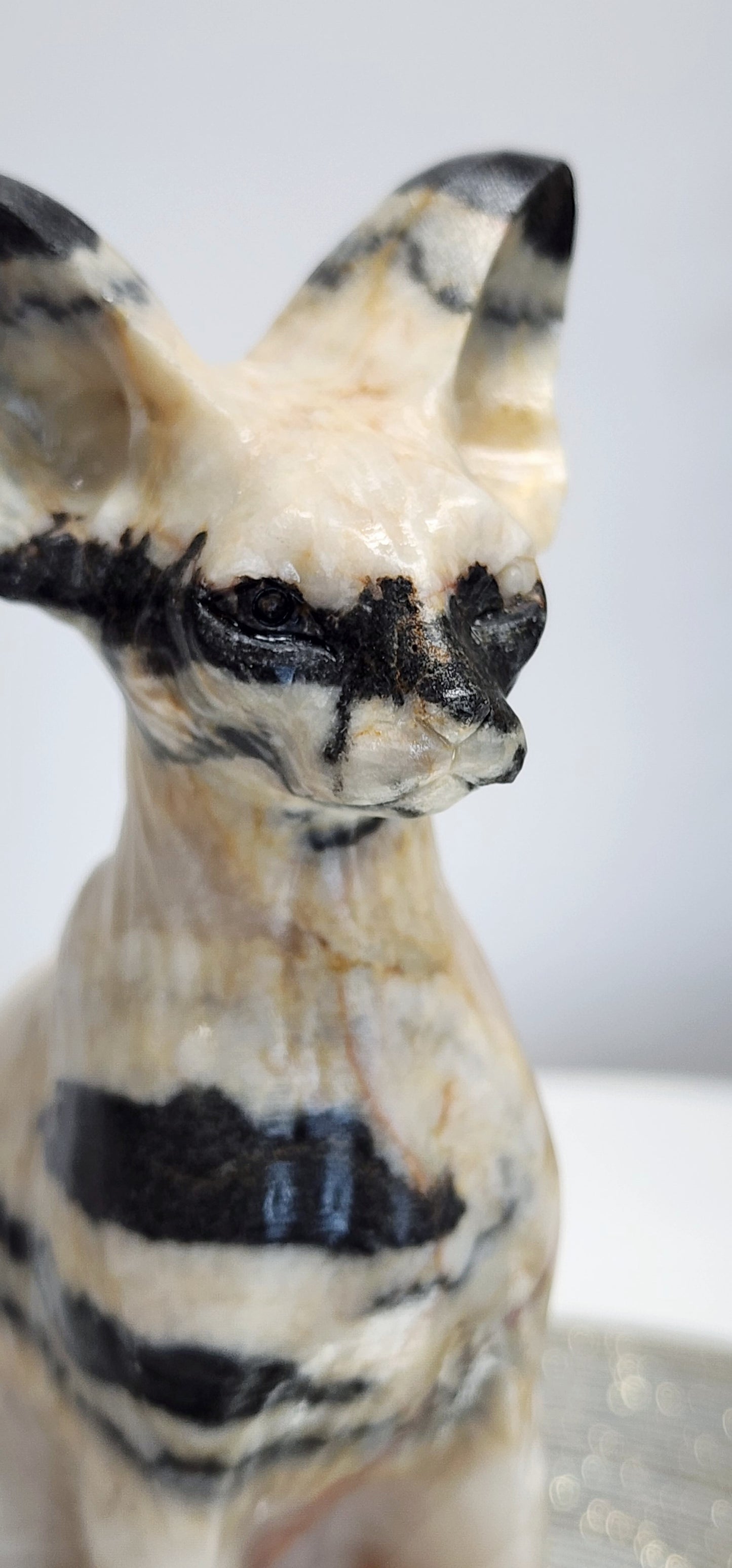 Zebra Jasper Cat Carving