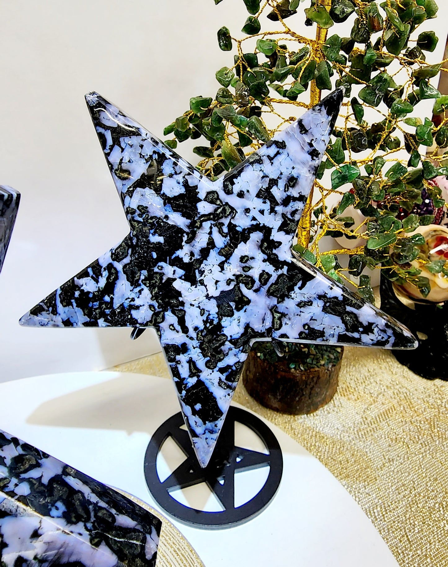 Large Indigo Gabro Star on Stand with Free Shipping