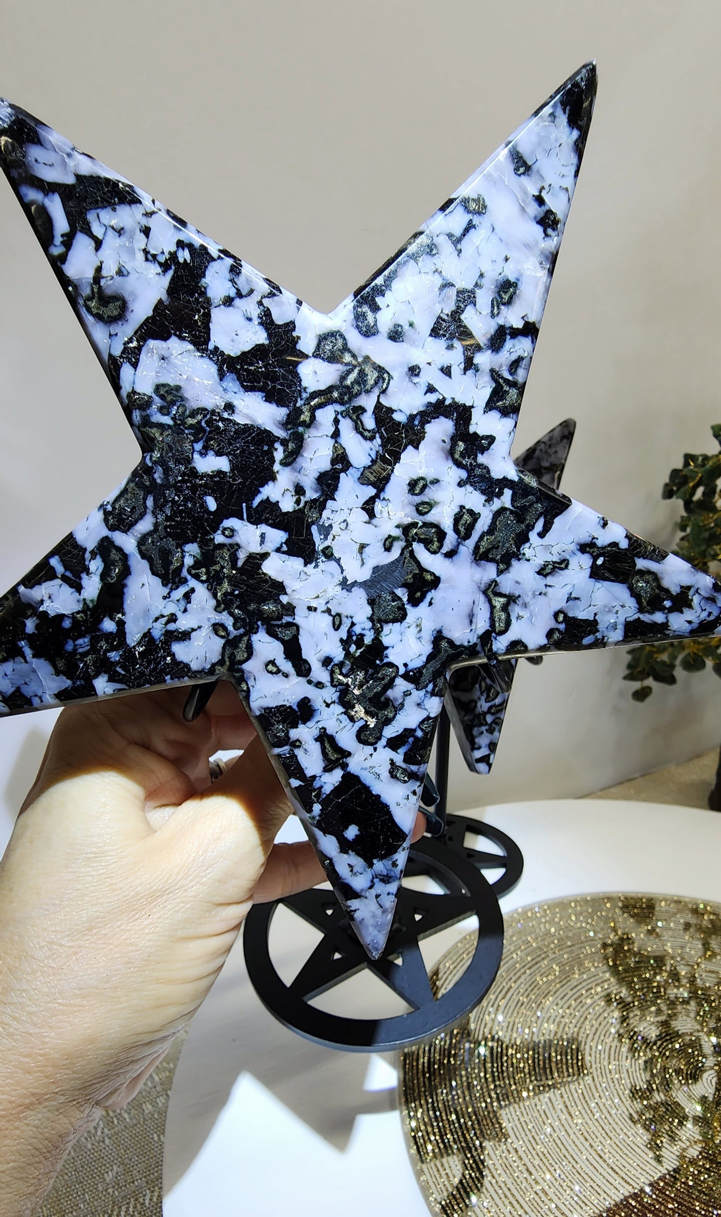 Large Indigo Gabro Star on Stand with Free Shipping