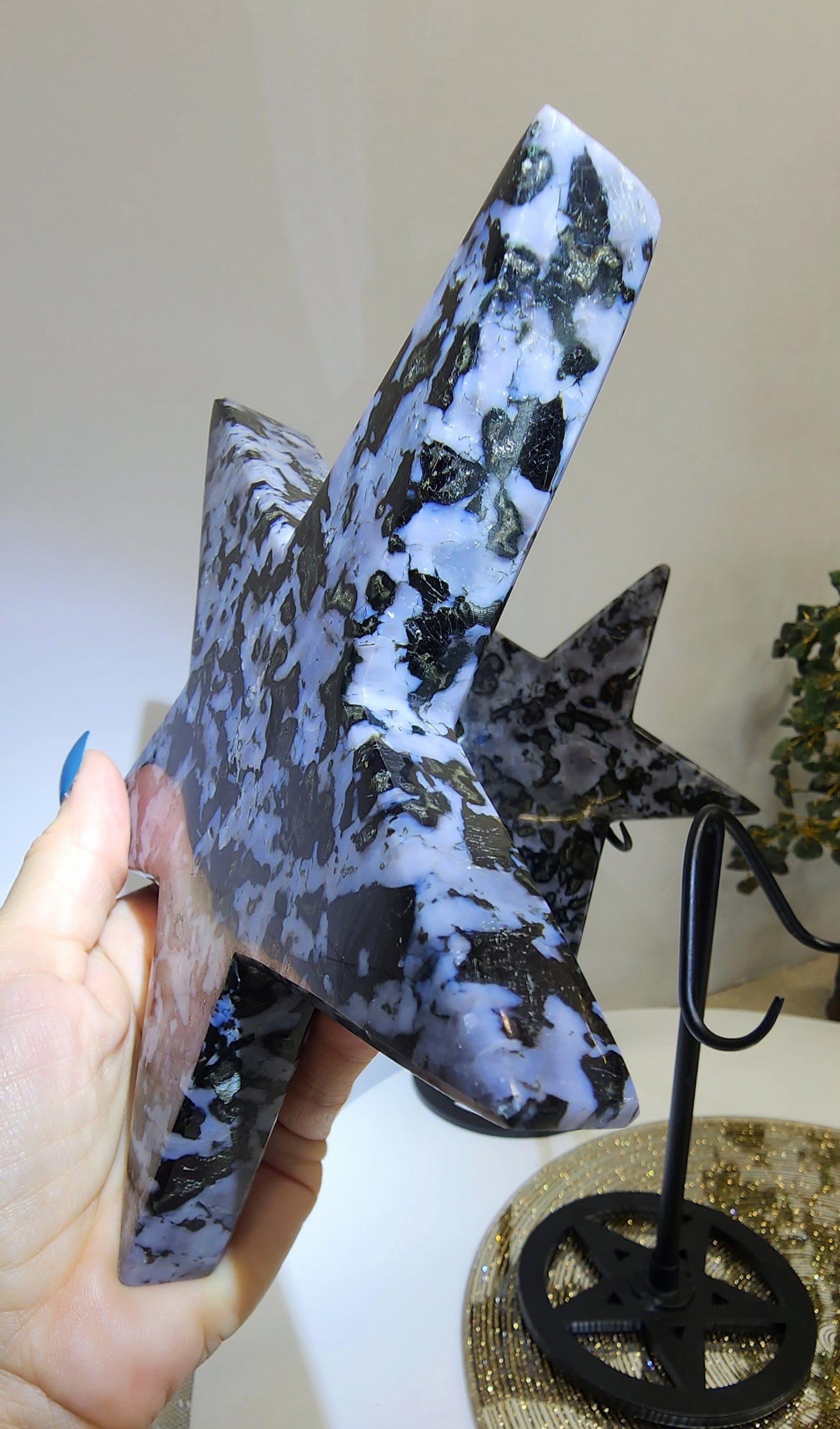 Large Indigo Gabro Star on Stand with Free Shipping