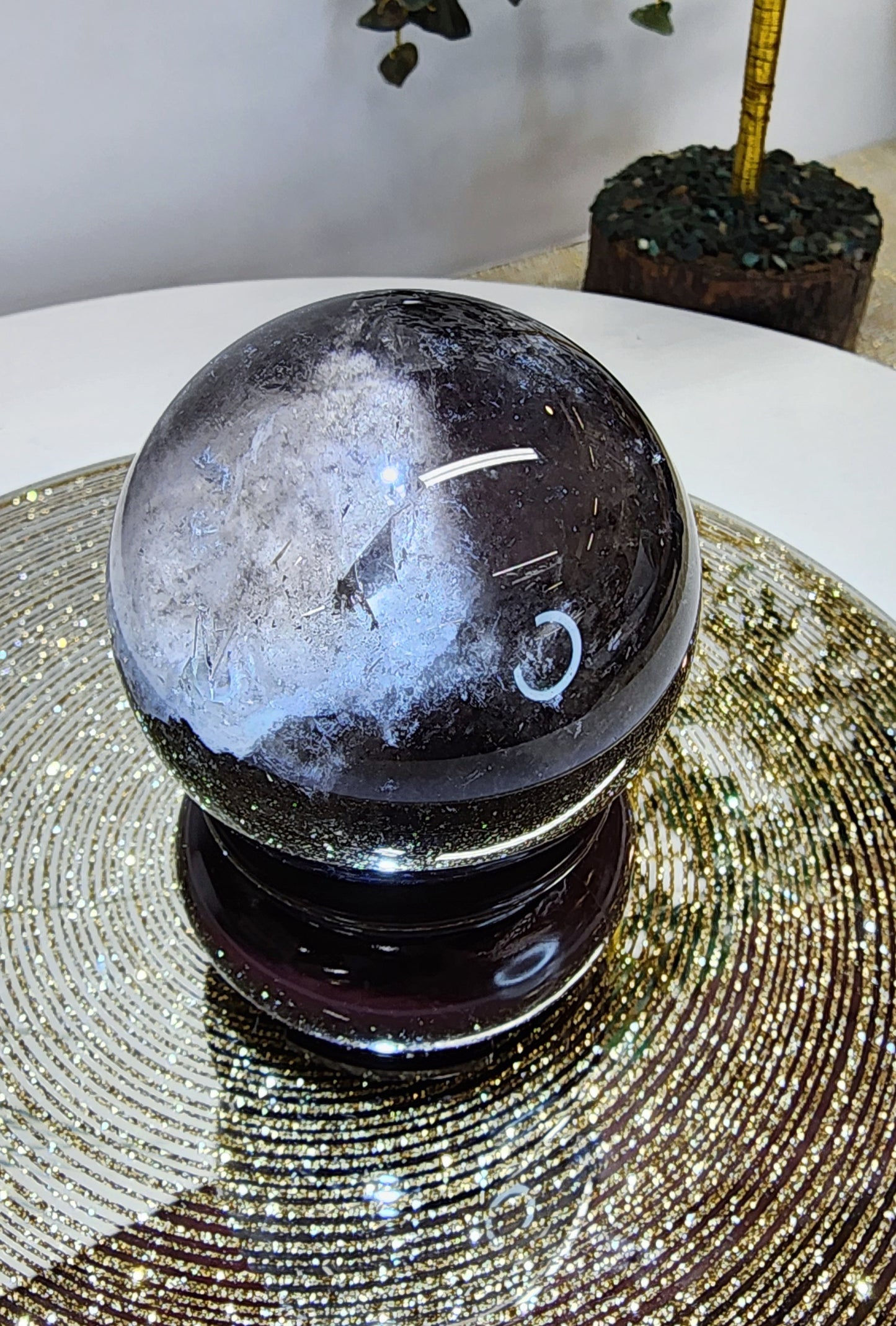 Smoky Quartz Sphere With Crystal growth and Garden with Free Shipping