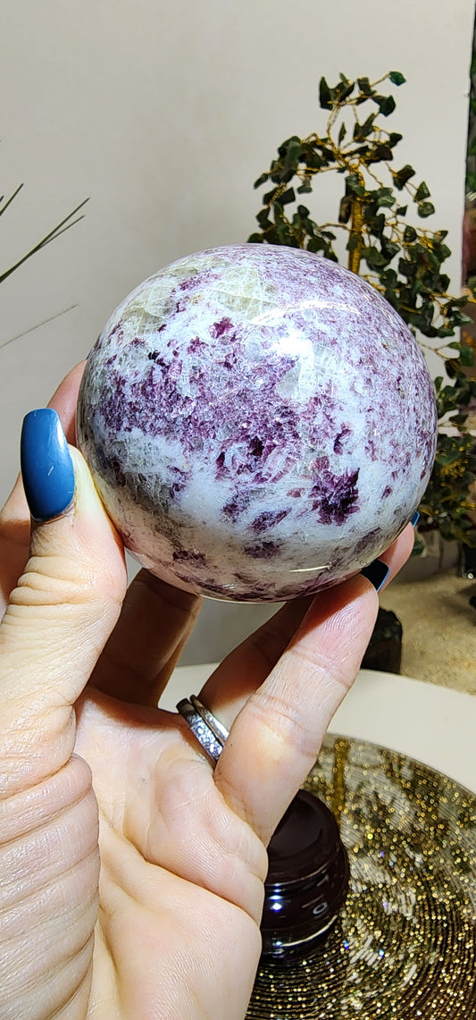 Lepidolite and Quartz Sphere