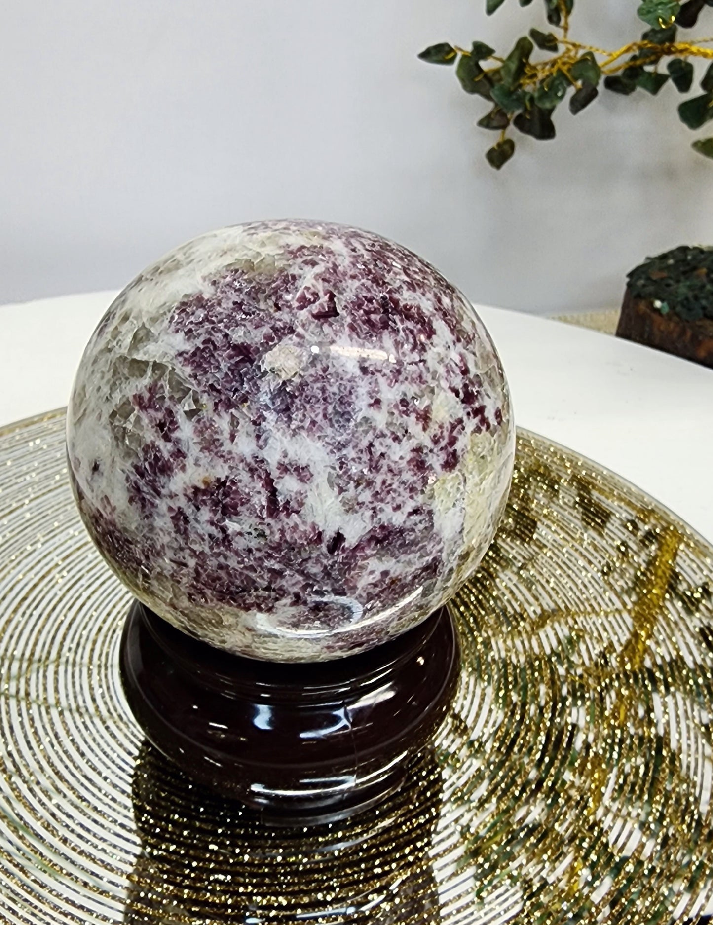Lepidolite and Quartz Sphere with Free Shipping