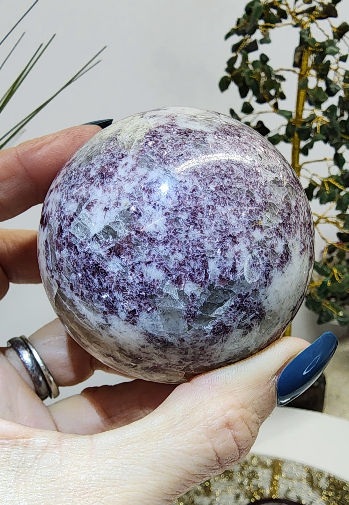 Lepidolite and Quartz Sphere with Free Shipping