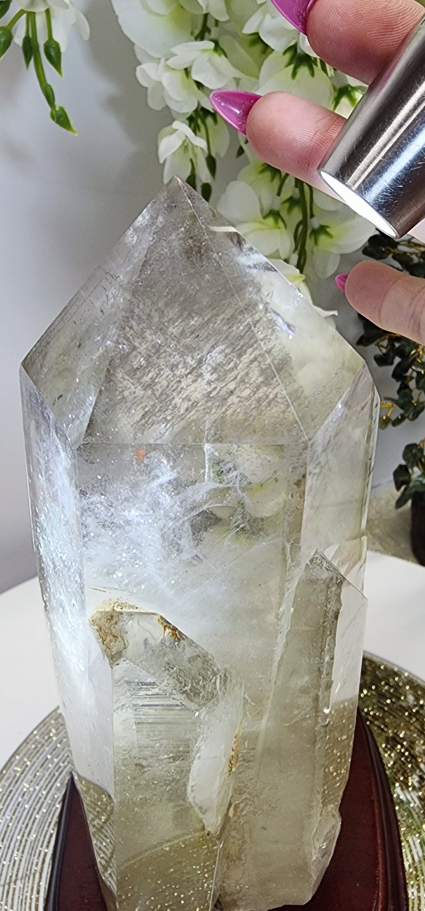 Large Smoky Citrine w/Garden, white phantom