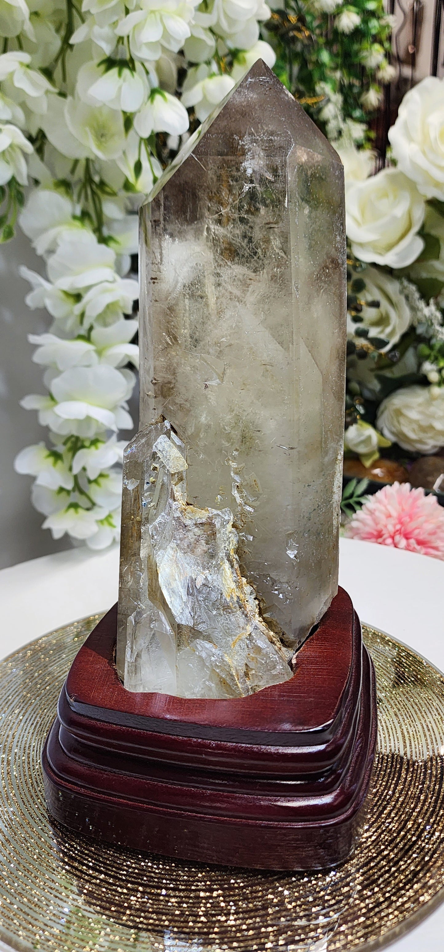 Large Smoky Citrine w/Garden, white phantom