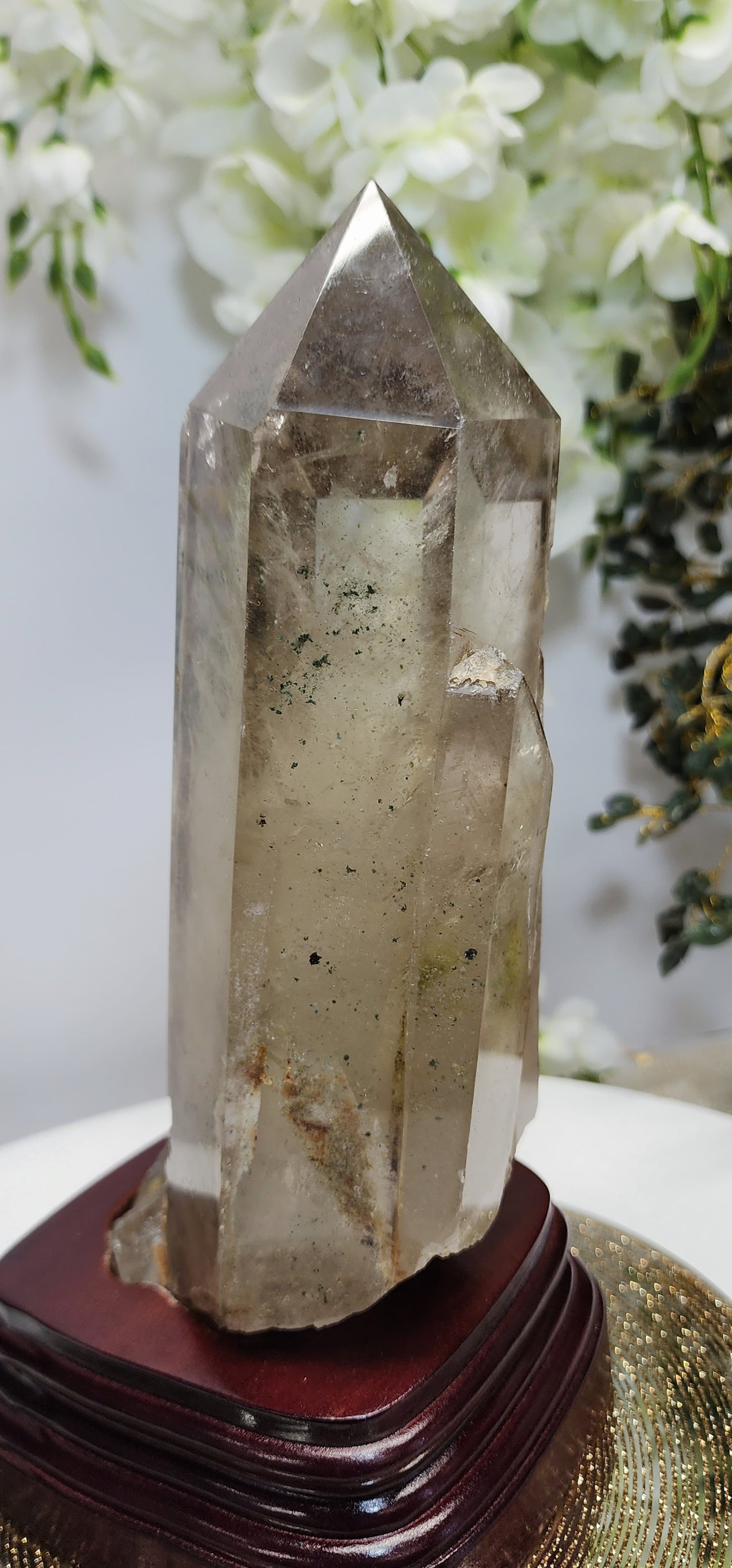 Large Smoky Citrine w/Garden, white phantom
