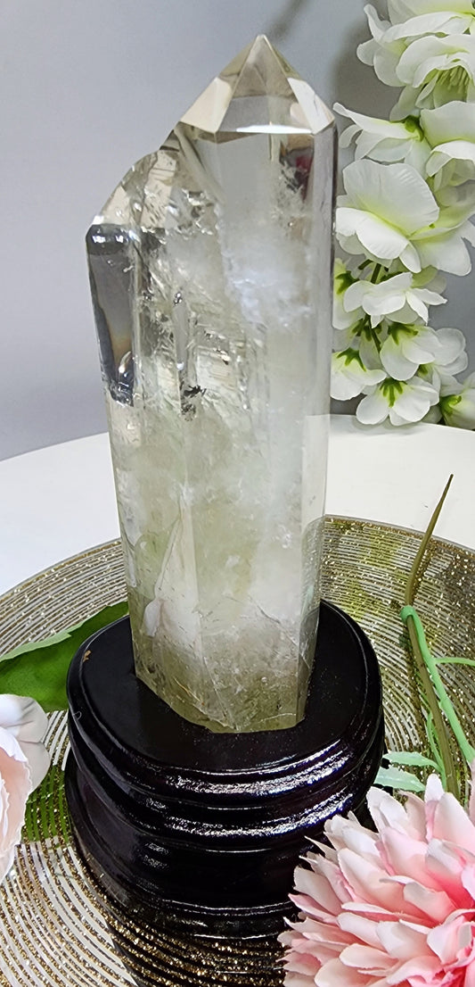 Double Point Citrine on Custom Wood base
