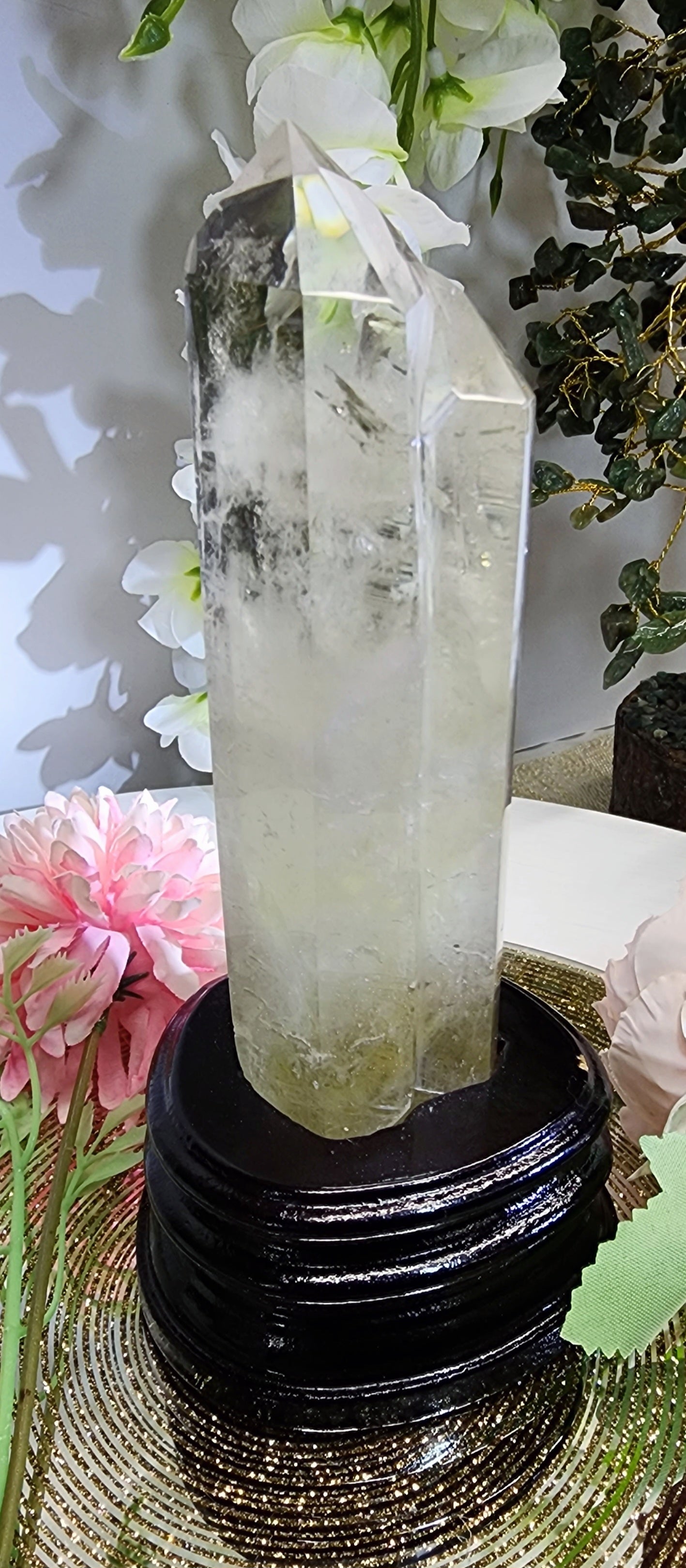 Double Point Citrine on Custom Wood base