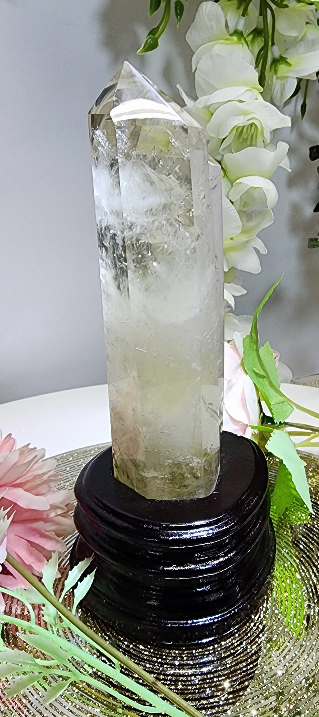 Double Point Citrine on Custom Wood base