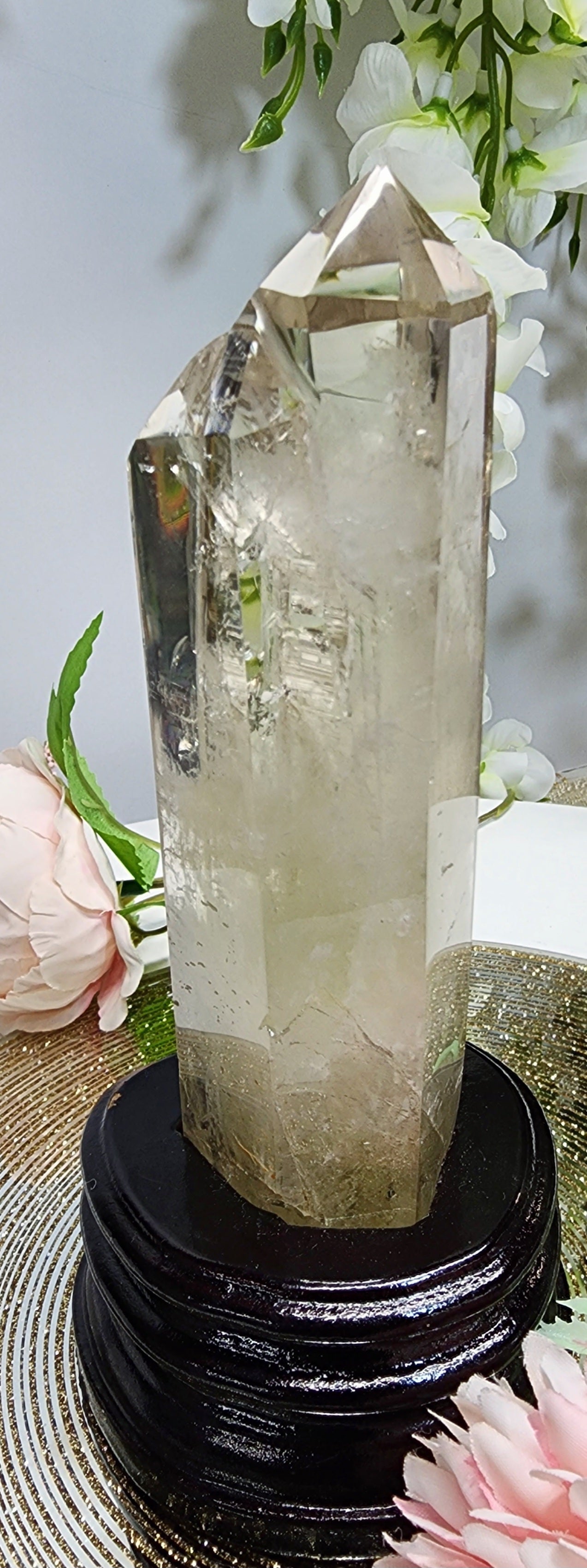Double Point Citrine on Custom Wood base