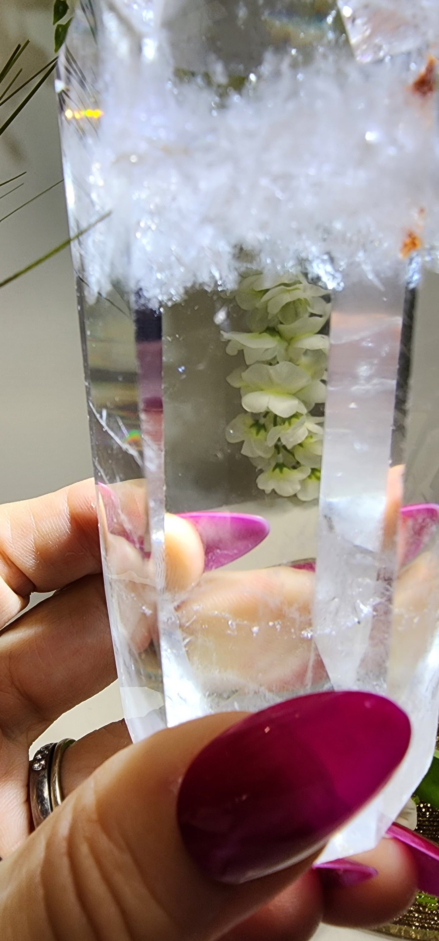 Clear Quartz Chunky Tower w/white Phantom and Hematoid inclusions from Brazil