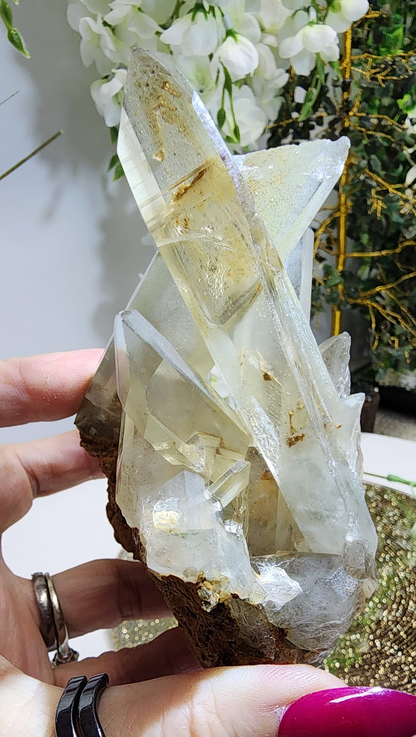 Green Phantom Quartz Cluster from Madagascar