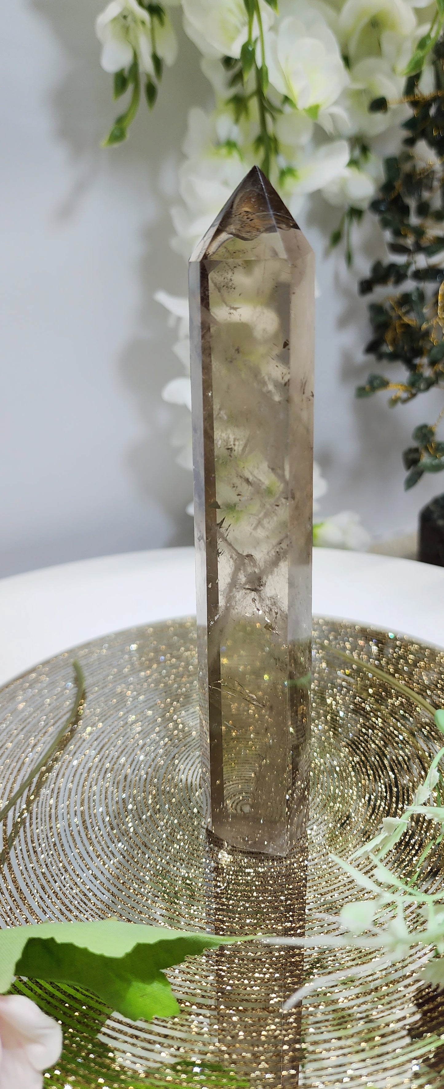 Smoky Quartz Tower With sparkle tip