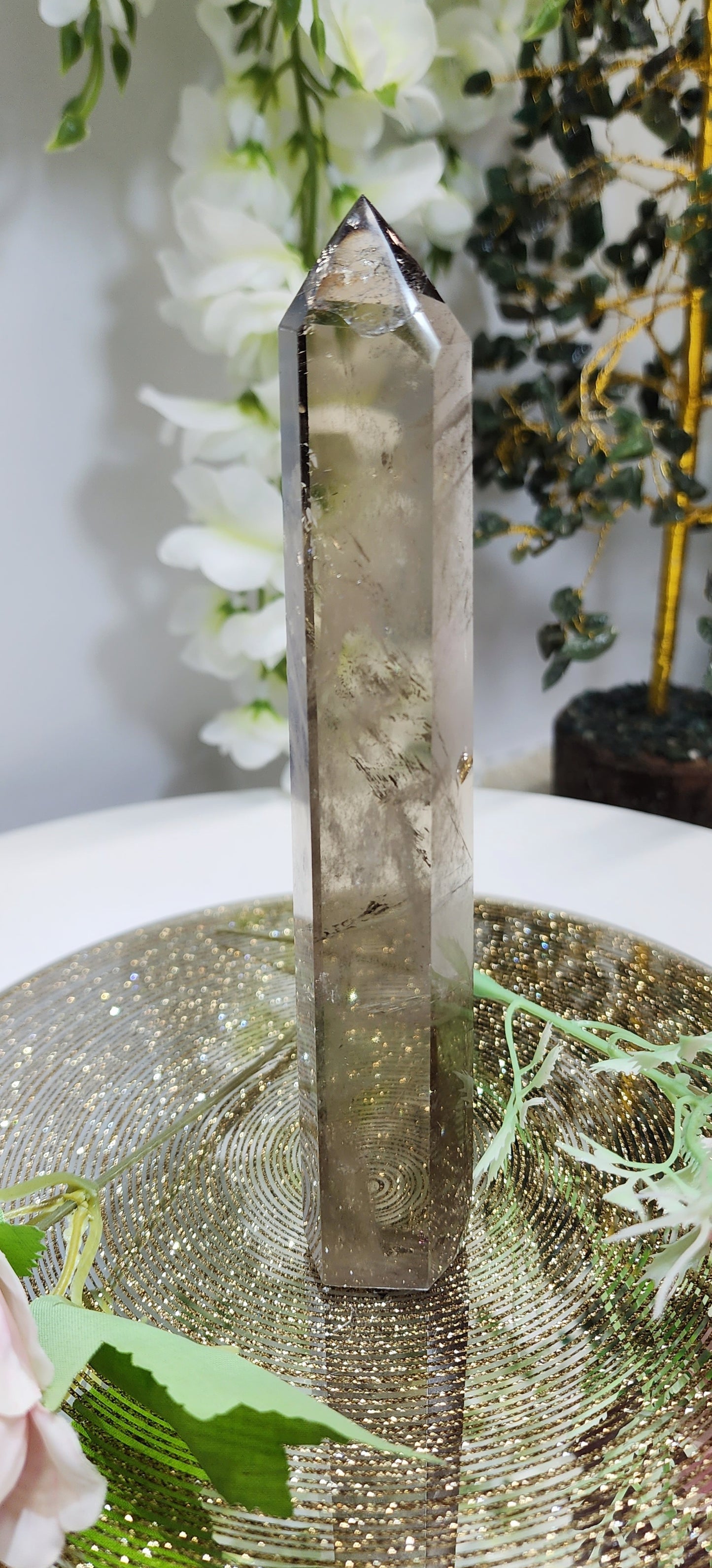 Smoky Quartz Tower With sparkle tip