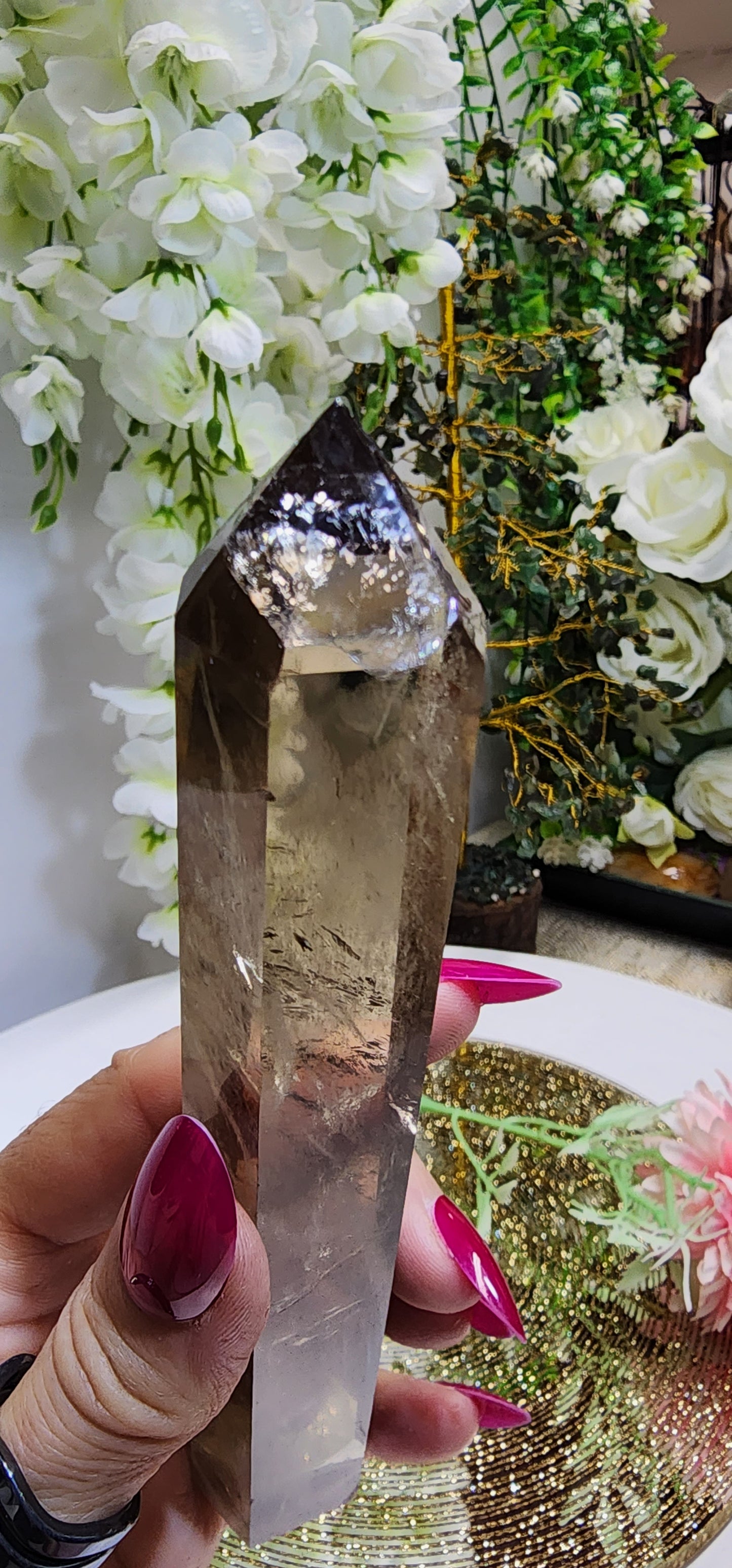 Smoky Quartz Tower With sparkle tip