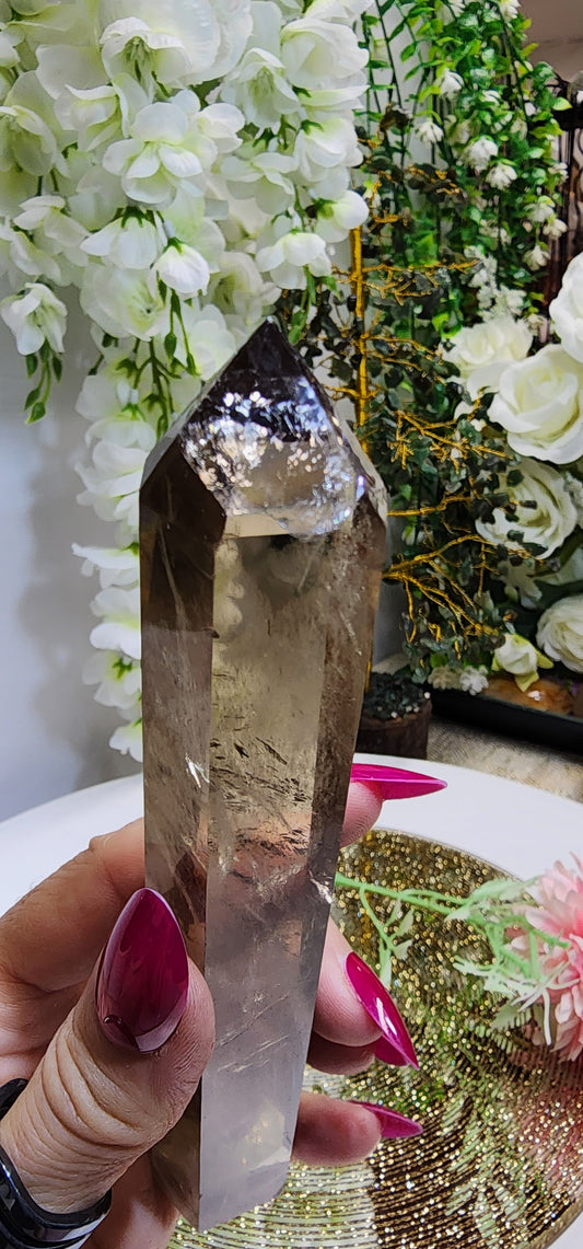 Smoky Quartz Tower With sparkle tip