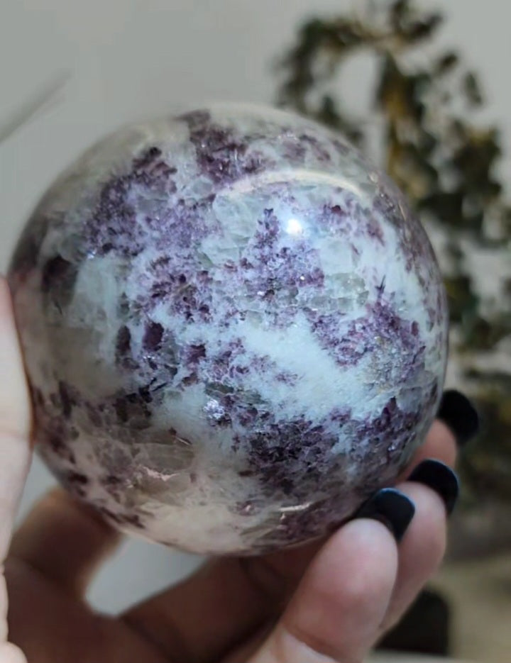 Lepidolite and Quartz Sphere with Free Shipping