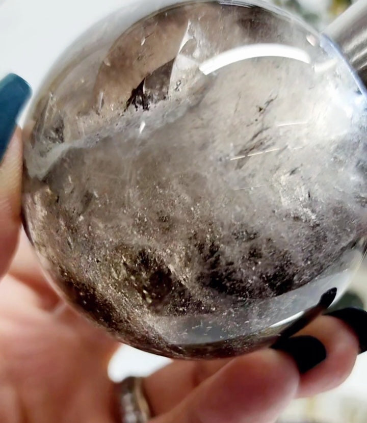 Smoky Quartz Sphere With Crystal growth and Garden with Free Shipping